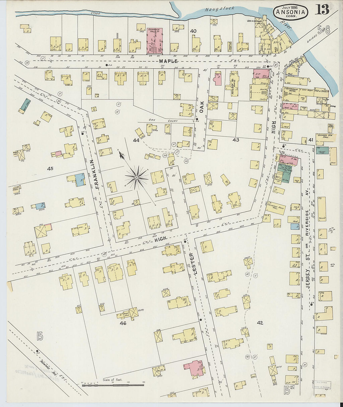This old map of Ansonia, New Haven County, Connecticut was created by Sanborn Map Company in 1895