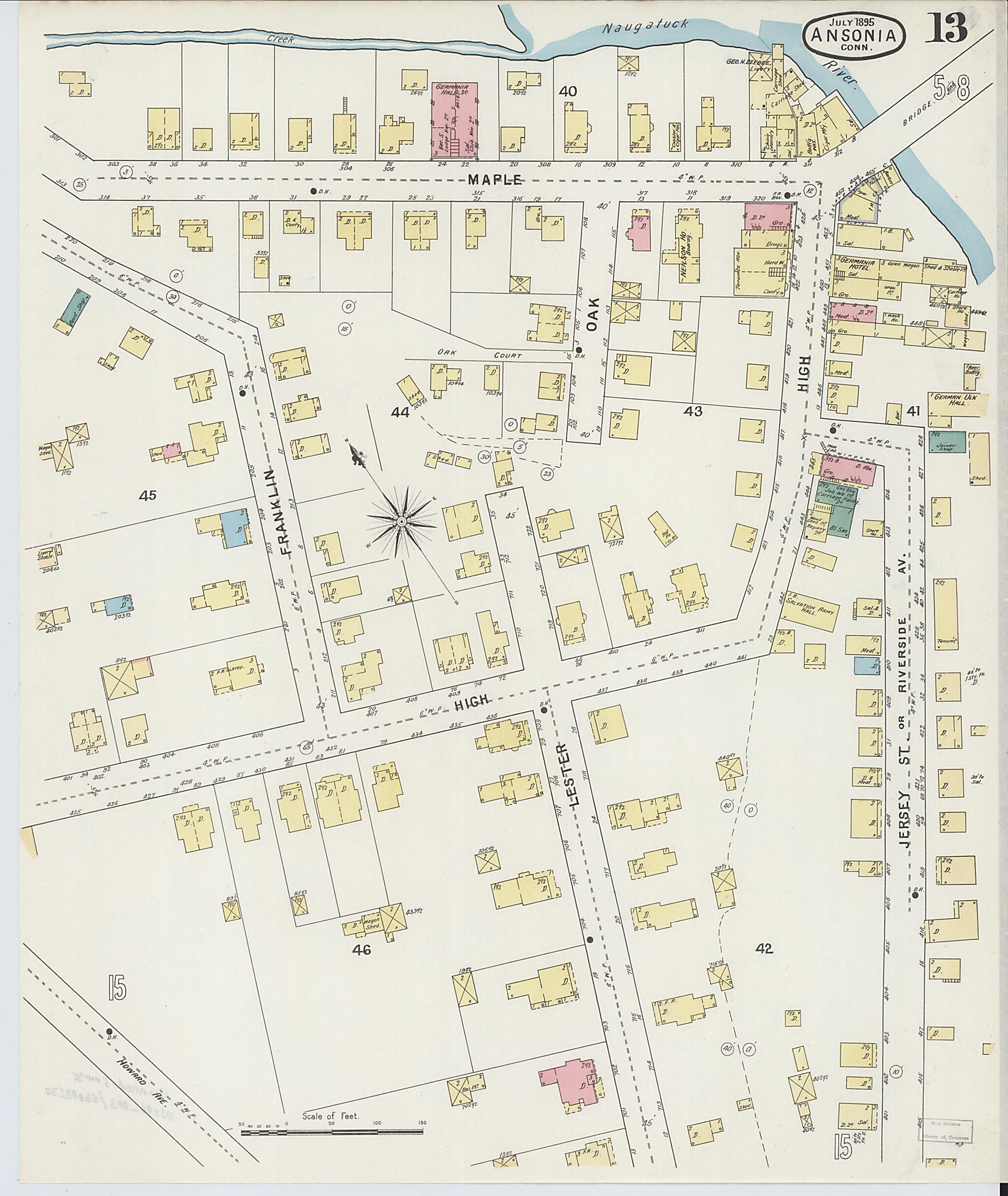 This old map of Ansonia, New Haven County, Connecticut was created by Sanborn Map Company in 1895