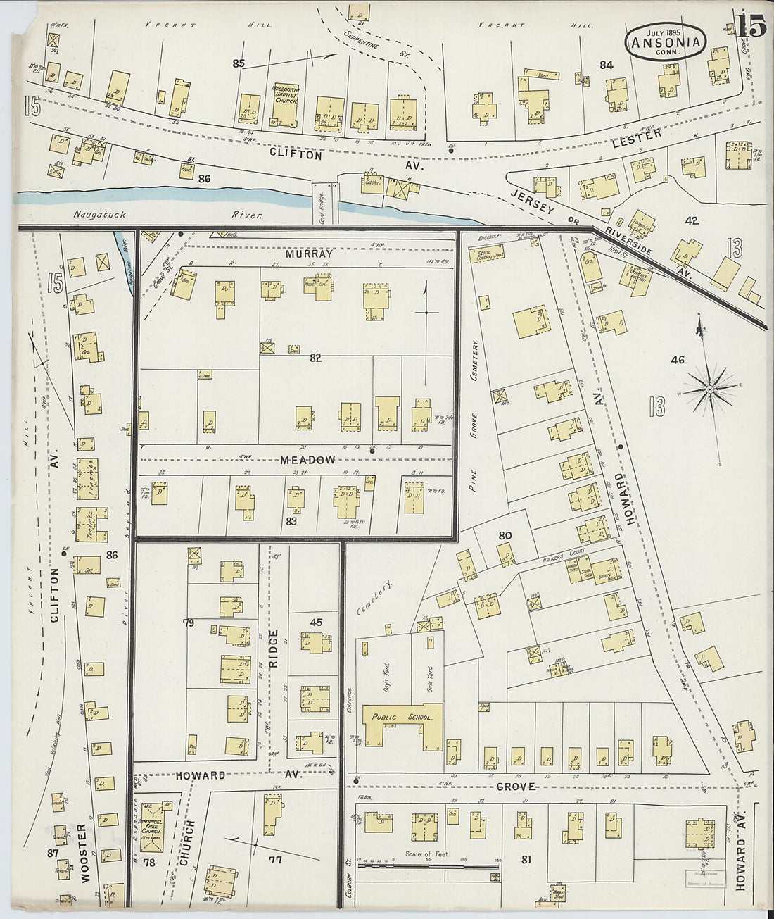 This old map of Ansonia, New Haven County, Connecticut was created by Sanborn Map Company in 1895