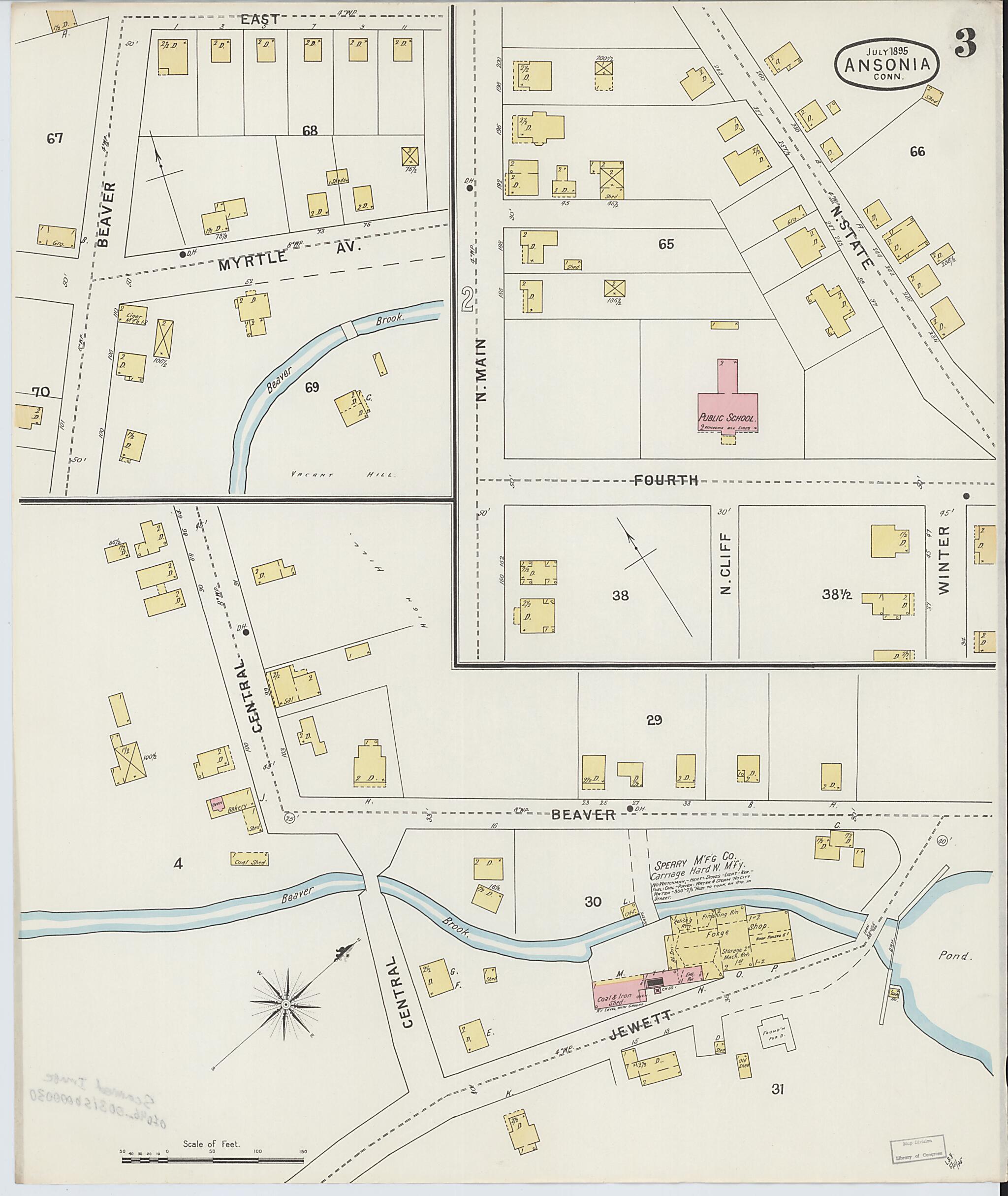 This old map of Ansonia, New Haven County, Connecticut was created by Sanborn Map Company in 1895