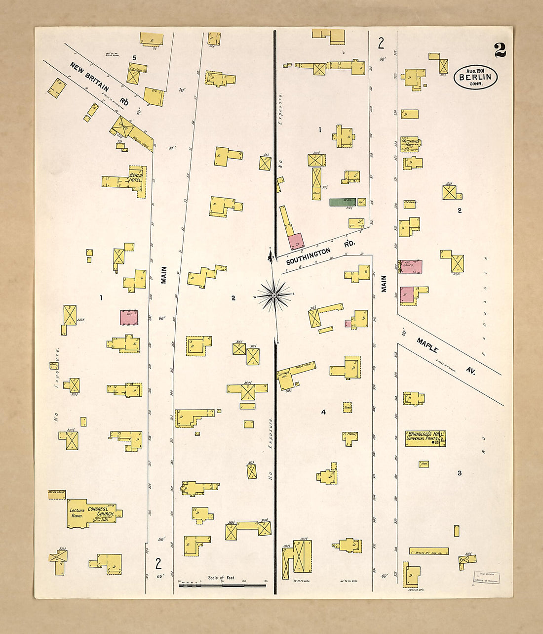 This old map of Berlin, Hartford County, Connecticut was created by Sanborn Map Company in 1901