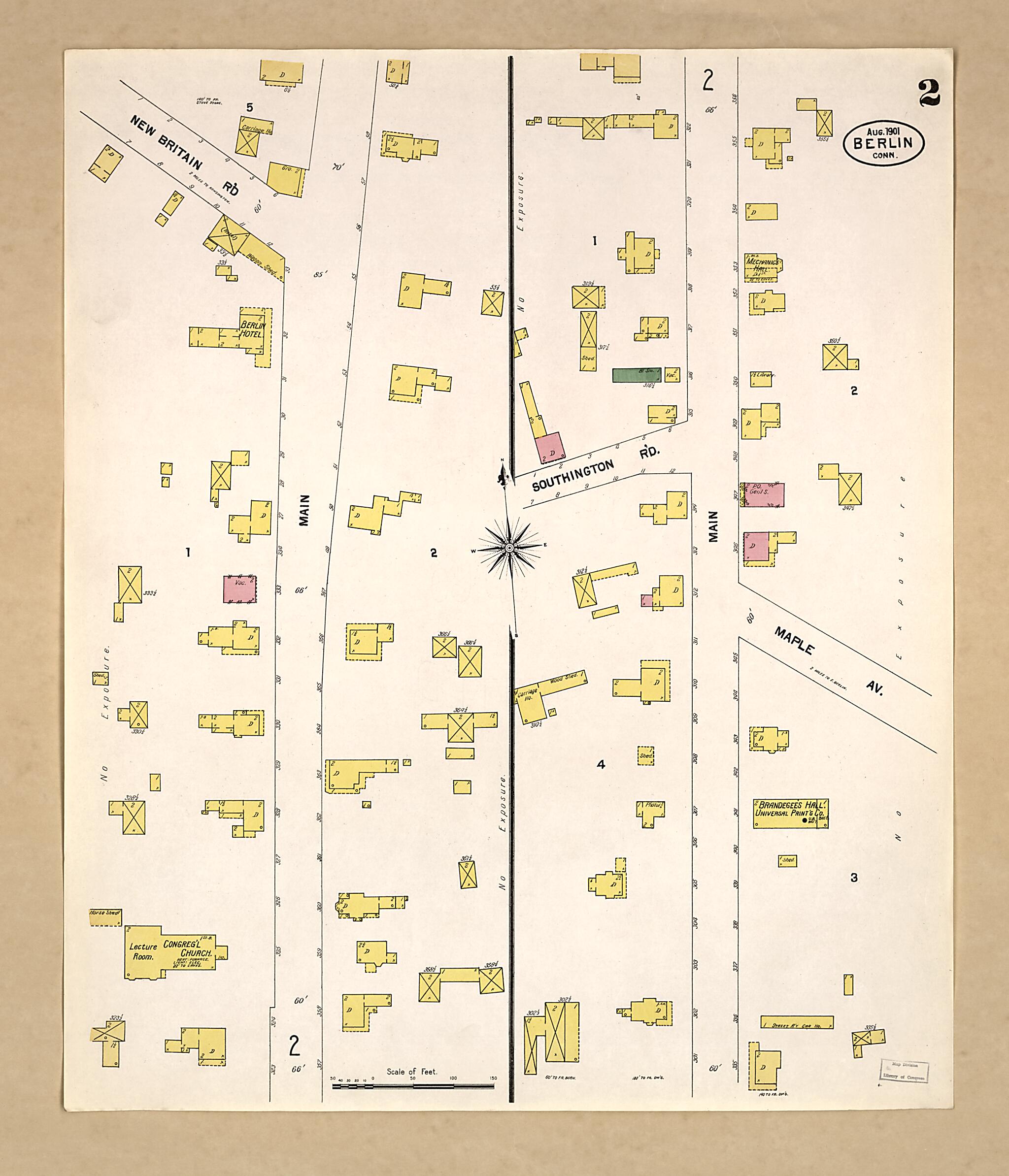 This old map of Berlin, Hartford County, Connecticut was created by Sanborn Map Company in 1901