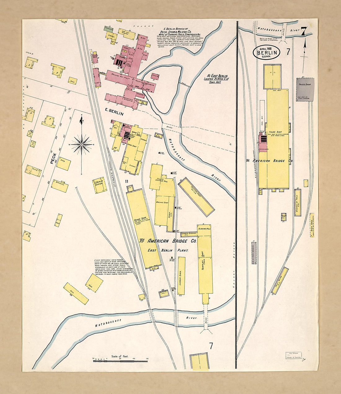 This old map of Berlin, Hartford County, Connecticut was created by Sanborn Map Company in 1908