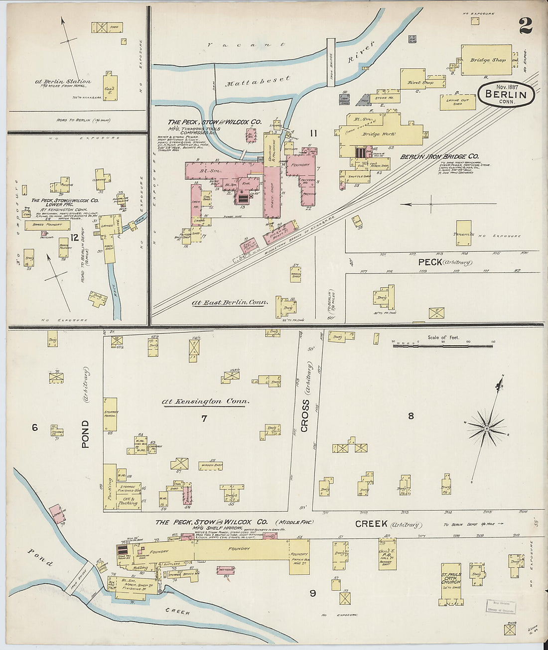 This old map of Berlin, Hartford County, Connecticut was created by Sanborn Map Company in 1887