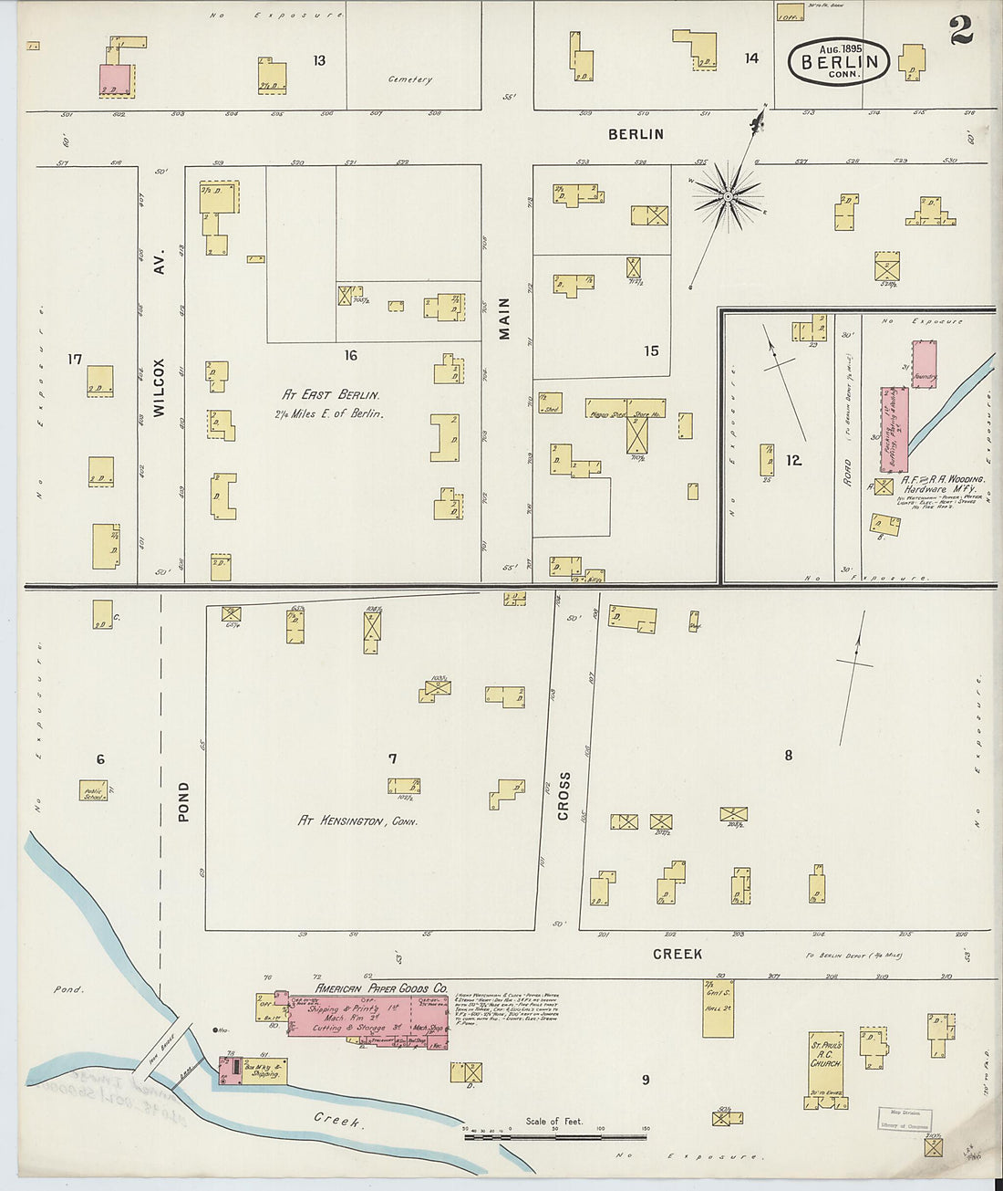 This old map of Berlin, Hartford County, Connecticut was created by Sanborn Map Company in 1895