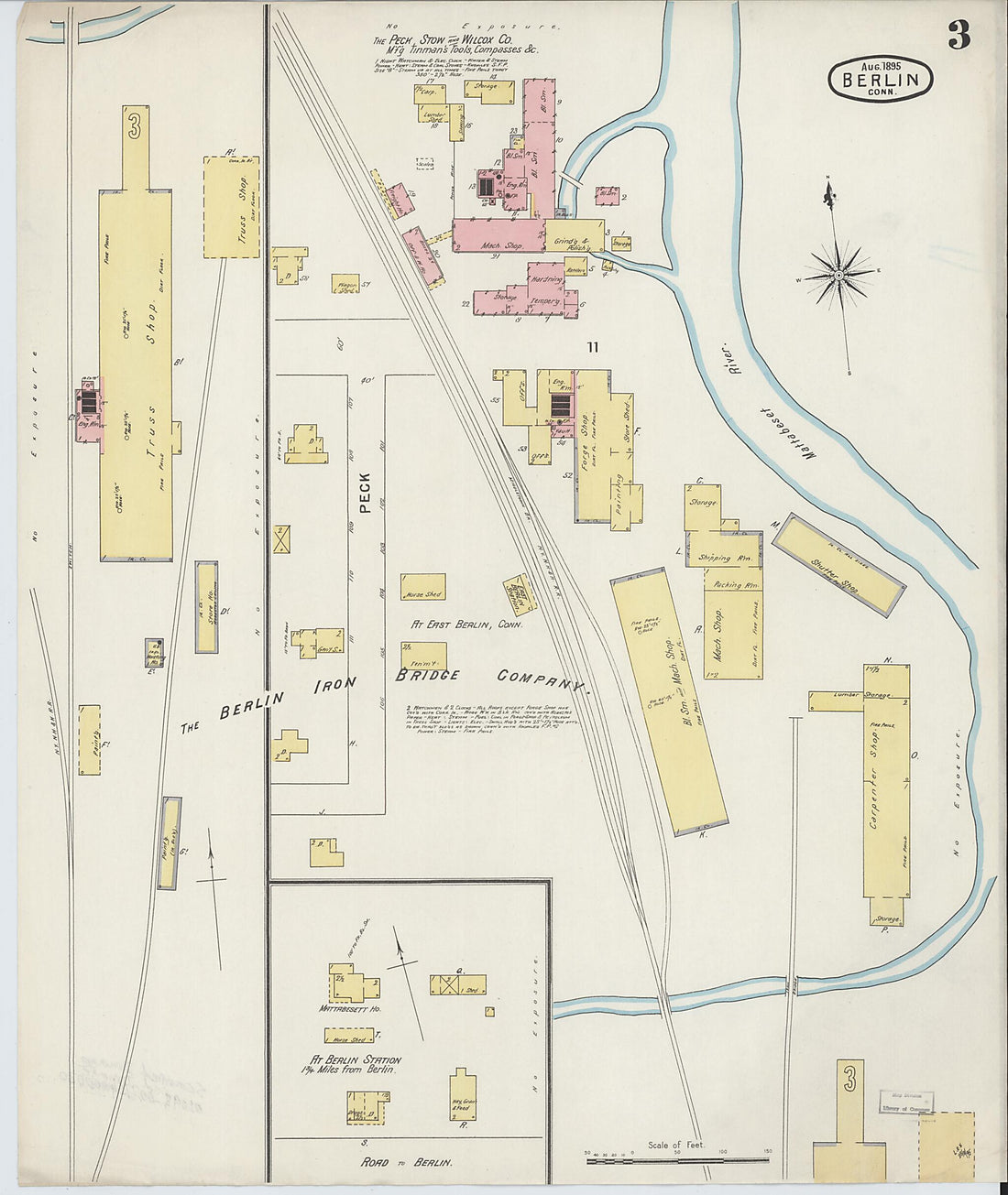 This old map of Berlin, Hartford County, Connecticut was created by Sanborn Map Company in 1895