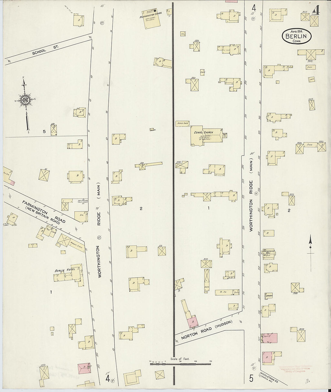 This old map of Berlin, Hartford County, Connecticut was created by Sanborn Map Company in 1914