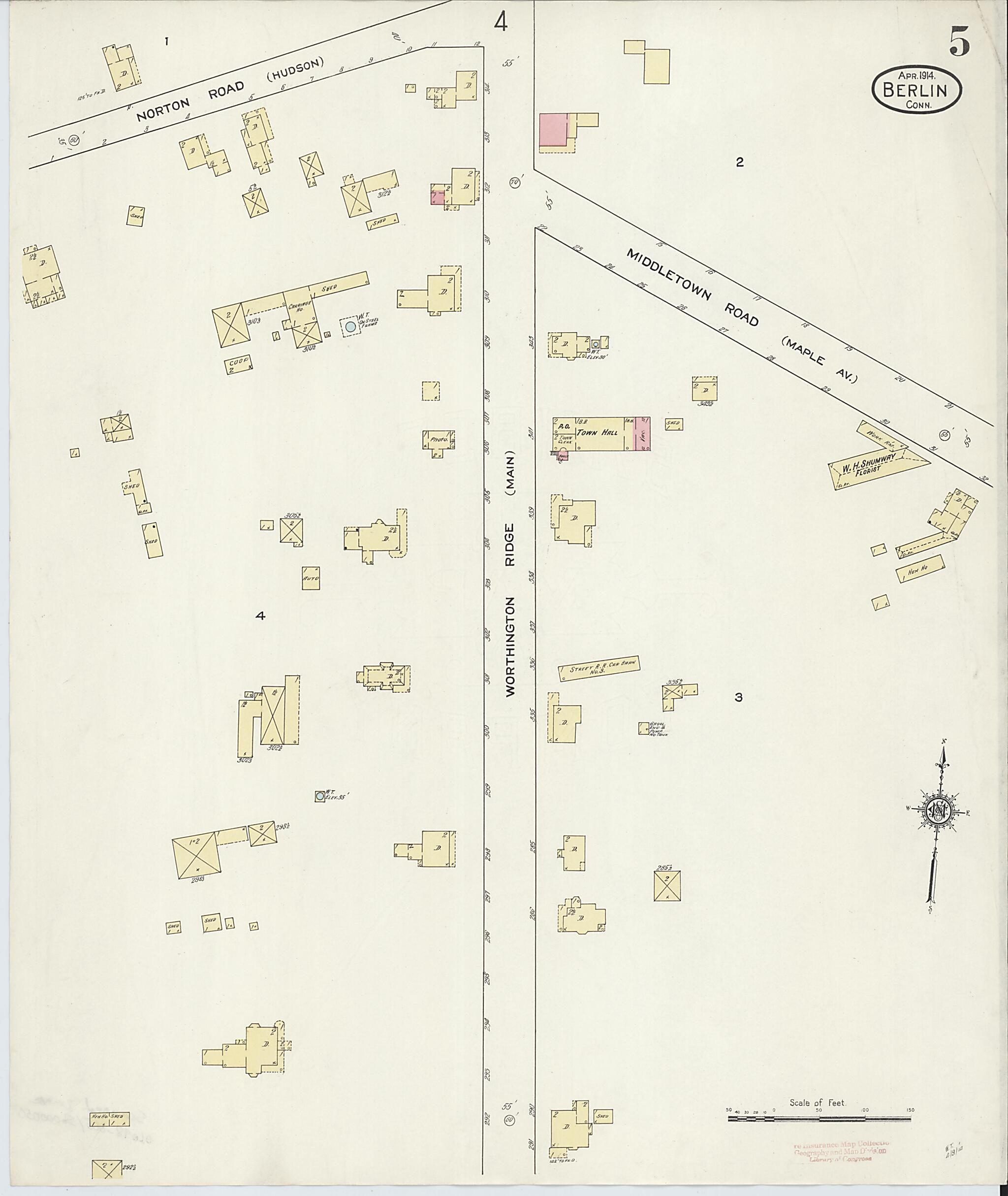 This old map of Berlin, Hartford County, Connecticut was created by Sanborn Map Company in 1914