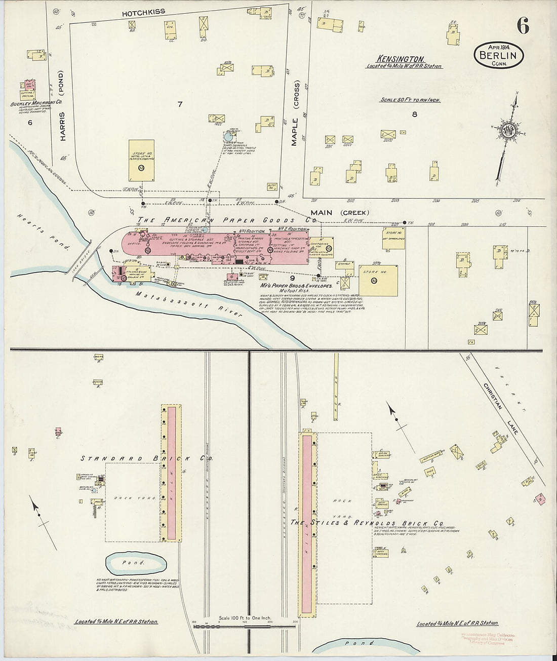 This old map of Berlin, Hartford County, Connecticut was created by Sanborn Map Company in 1914