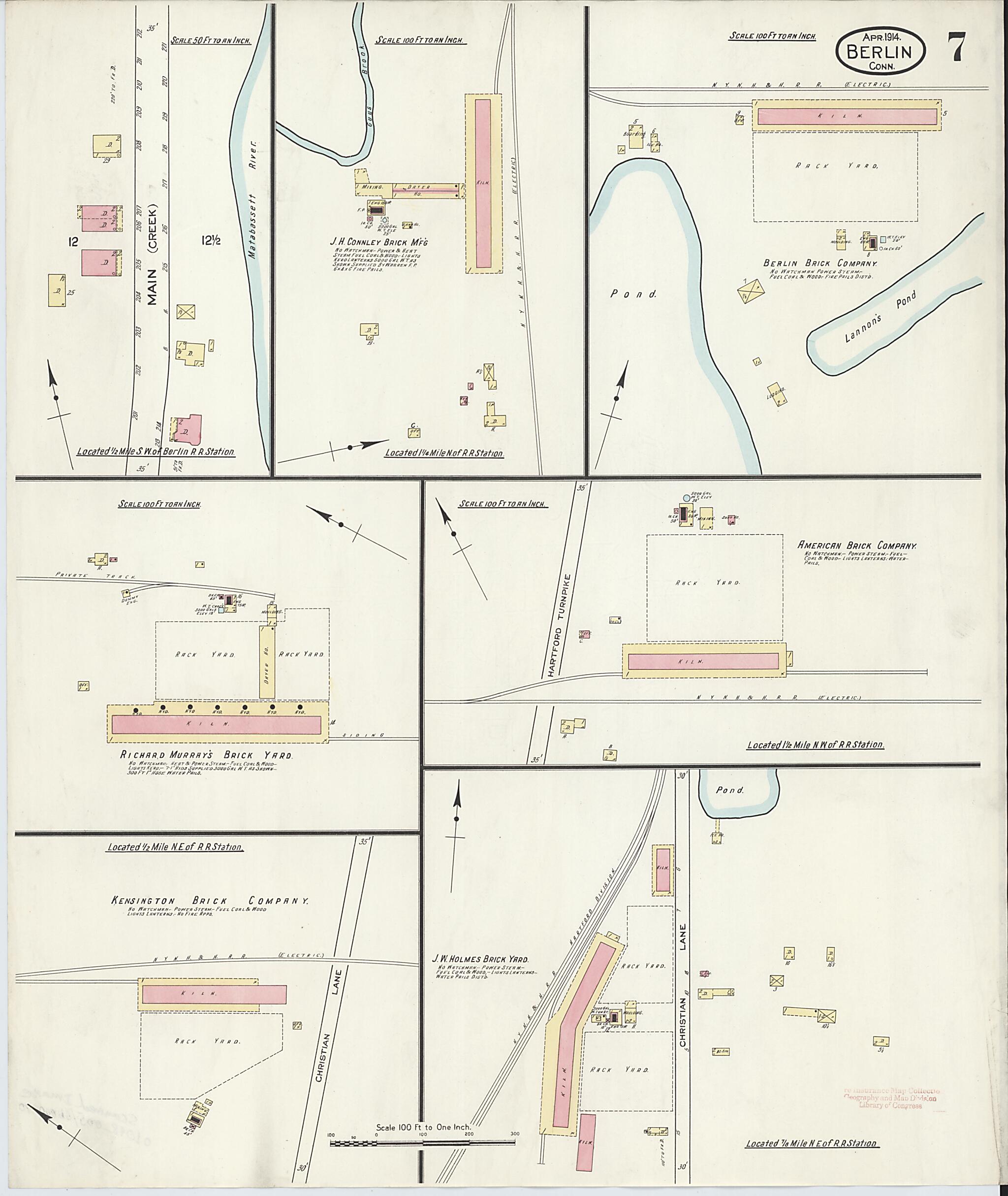 This old map of Berlin, Hartford County, Connecticut was created by Sanborn Map Company in 1914
