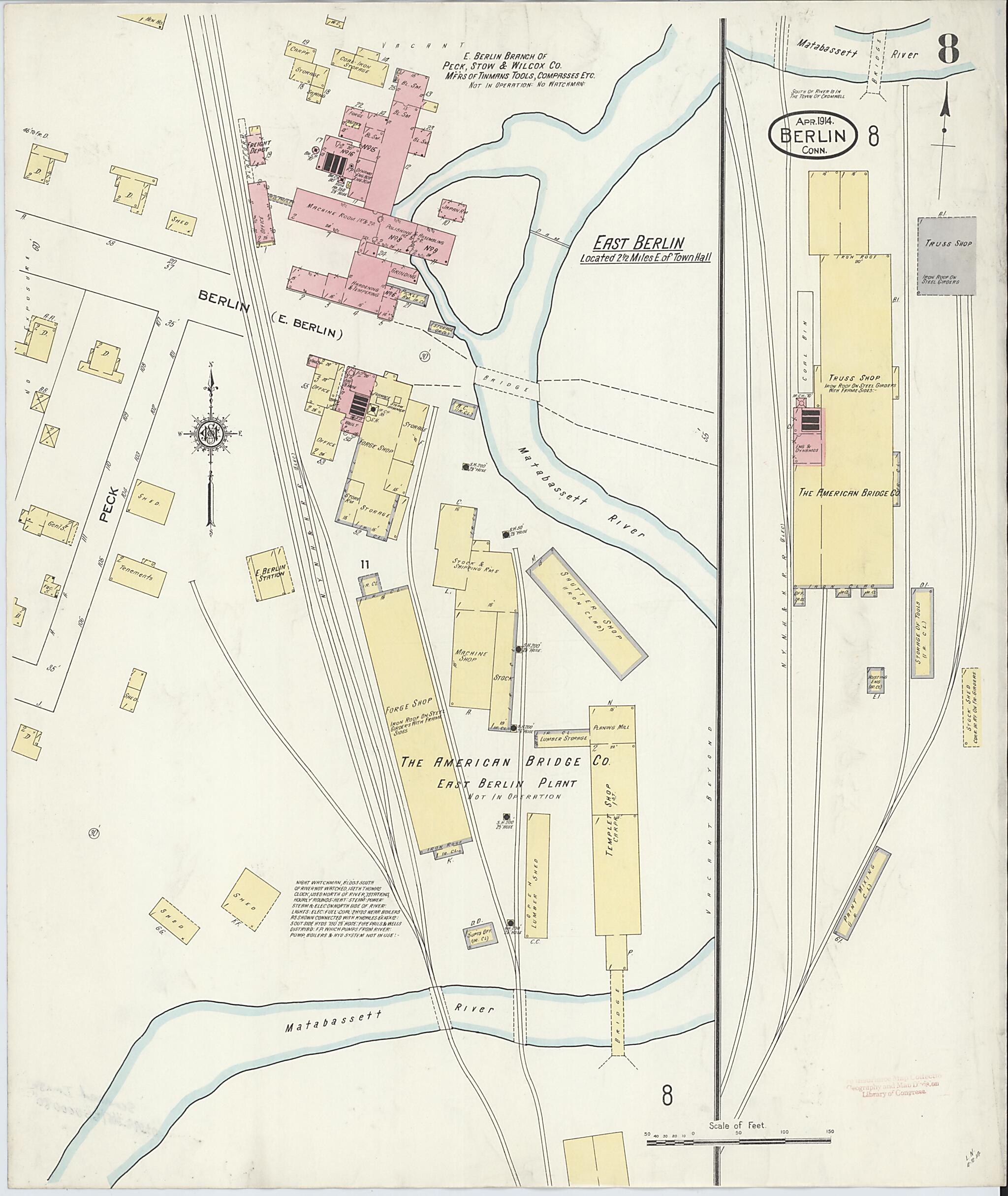 This old map of Berlin, Hartford County, Connecticut was created by Sanborn Map Company in 1914