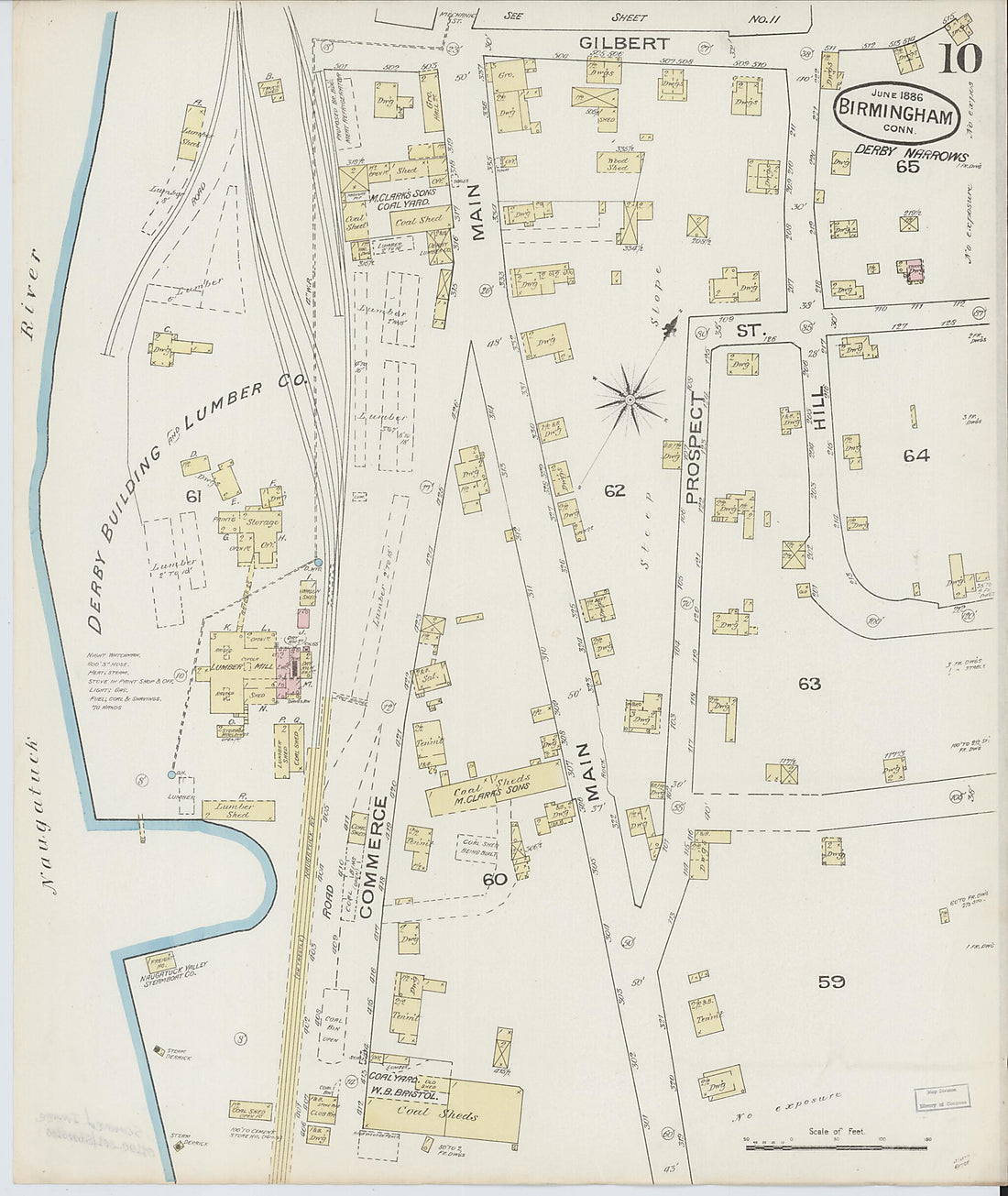 This old map of Birmingham, New Haven County, Connecticut was created by Sanborn Map Company in 1886