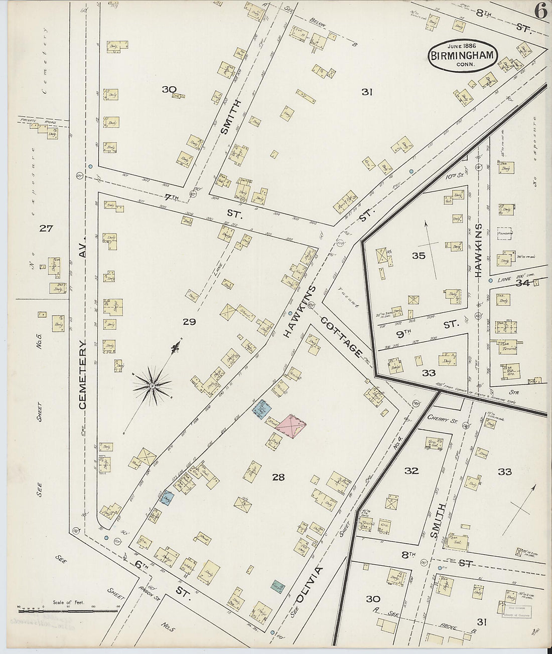 This old map of Birmingham, New Haven County, Connecticut was created by Sanborn Map Company in 1886