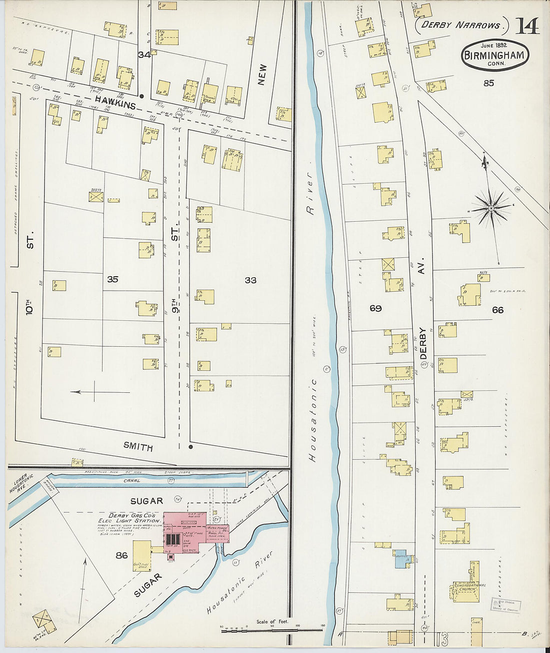 This old map of Shelton, New Haven County, Connecticut was created by Sanborn Map Company in 1892