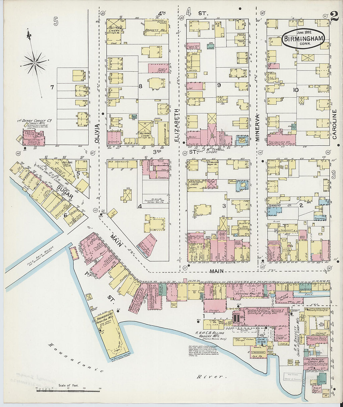 This old map of Shelton, New Haven County, Connecticut was created by Sanborn Map Company in 1892