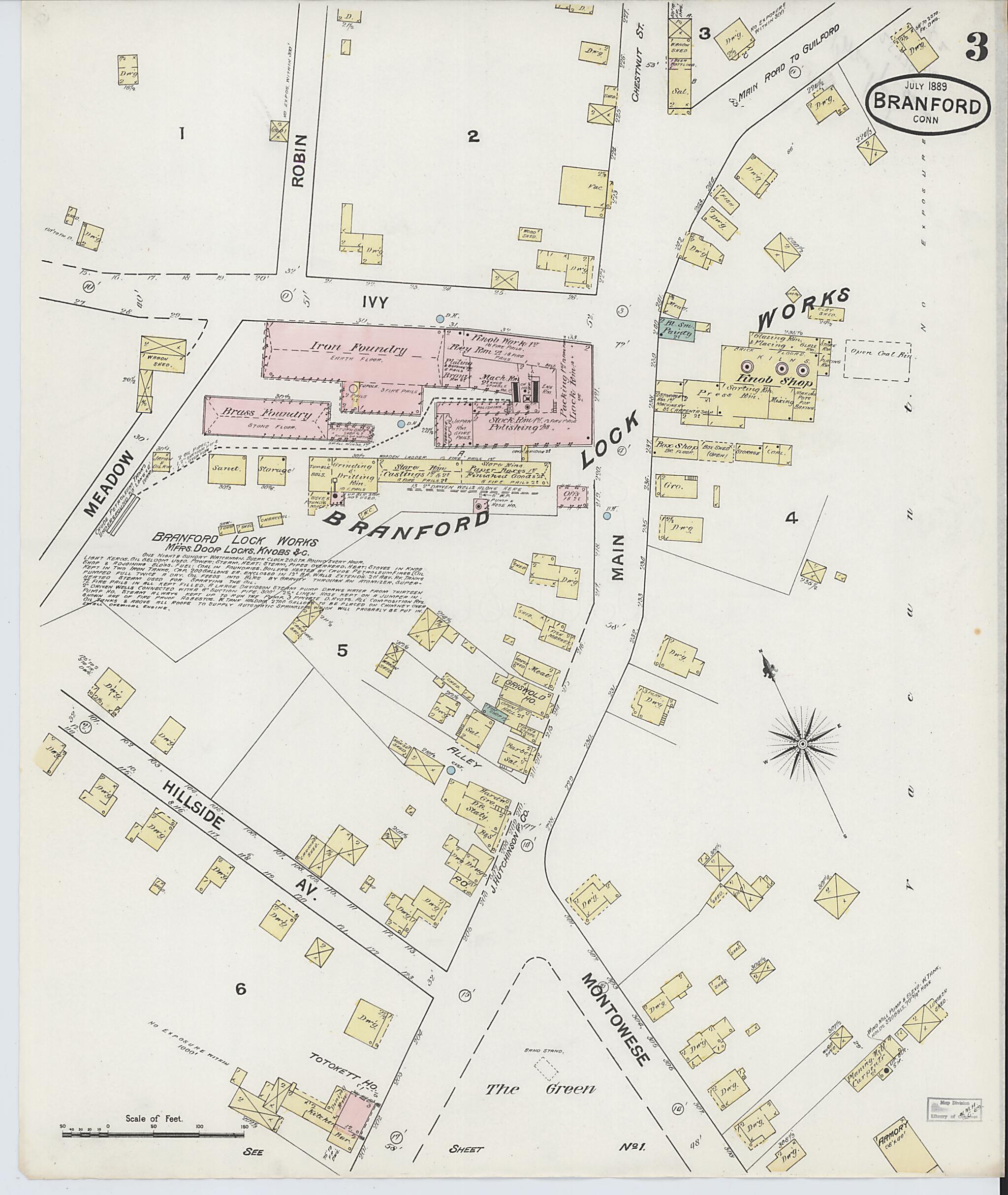 This old map of Branford, New Haven County, Connecticut was created by Sanborn Map Company in 1889