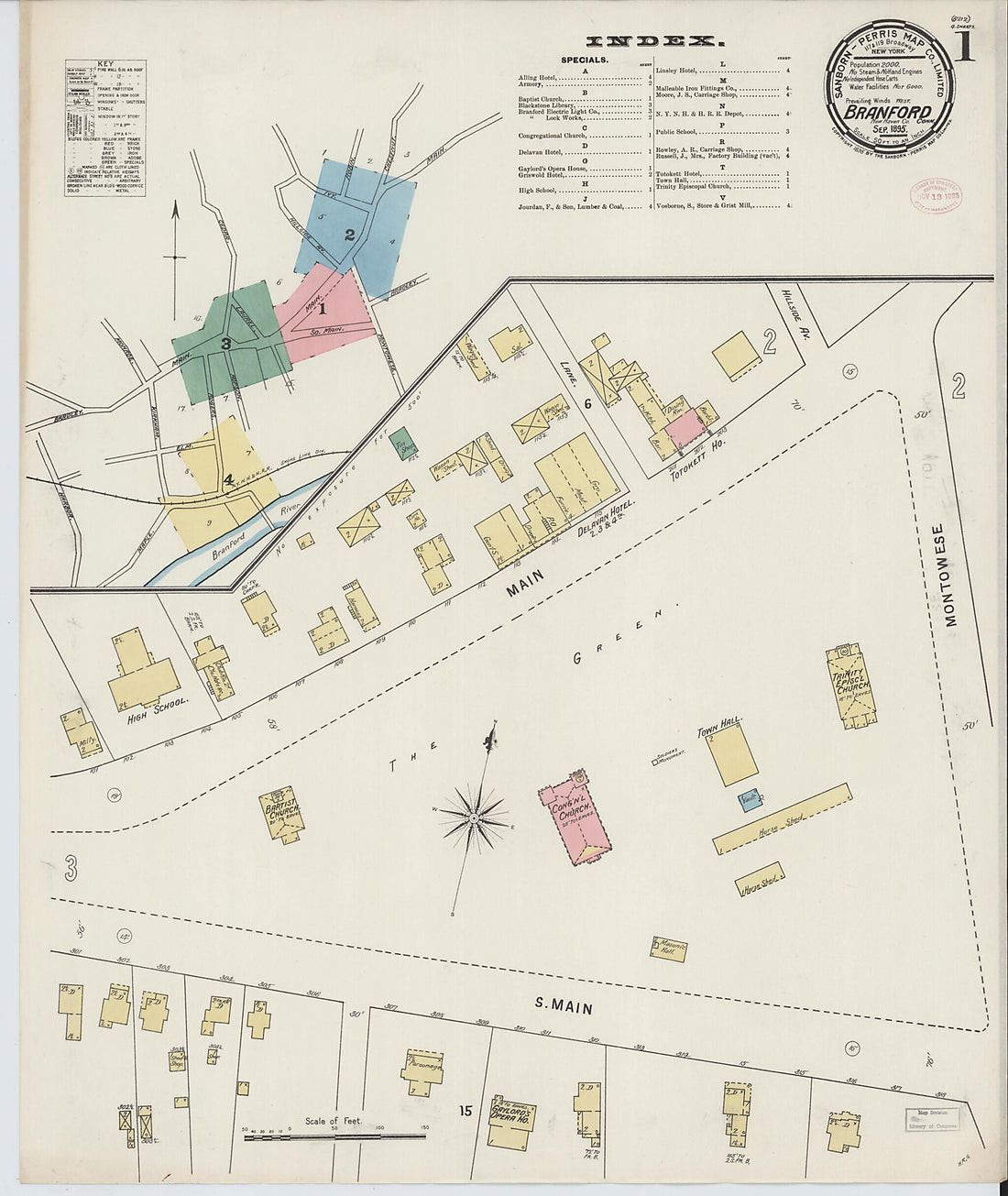 This old map of Branford, New Haven County, Connecticut was created by Sanborn Map Company in 1895