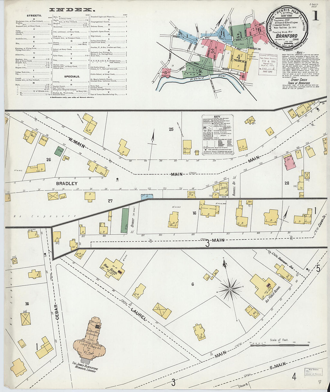 This old map of Branford, New Haven County, Connecticut was created by Sanborn Map Company in 1901