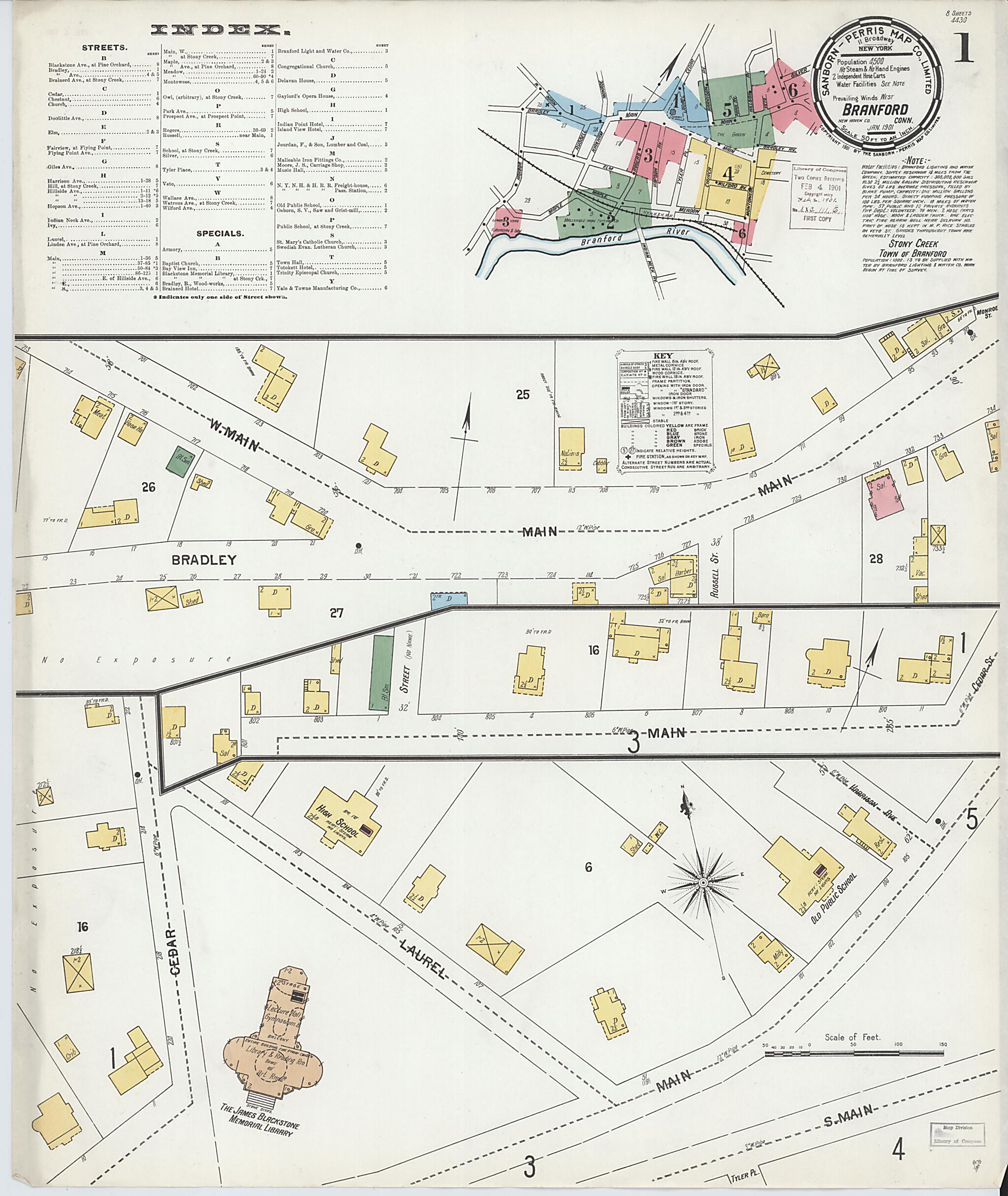 This old map of Branford, New Haven County, Connecticut was created by Sanborn Map Company in 1901