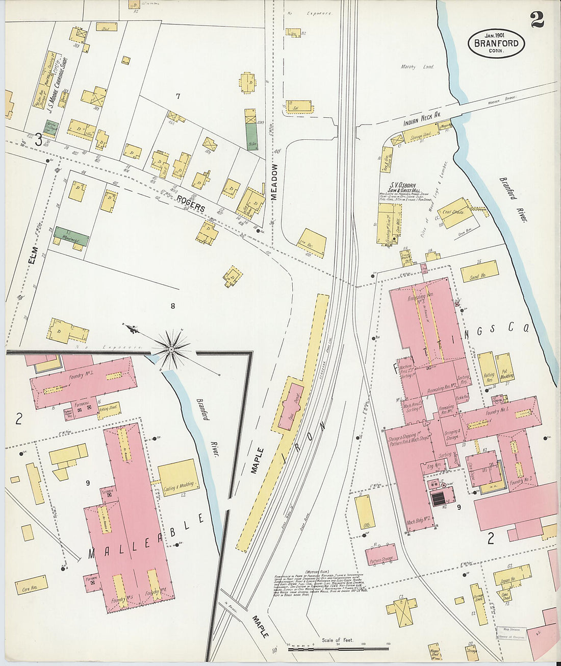 This old map of Branford, New Haven County, Connecticut was created by Sanborn Map Company in 1901