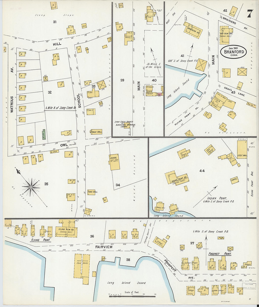 This old map of Branford, New Haven County, Connecticut was created by Sanborn Map Company in 1901