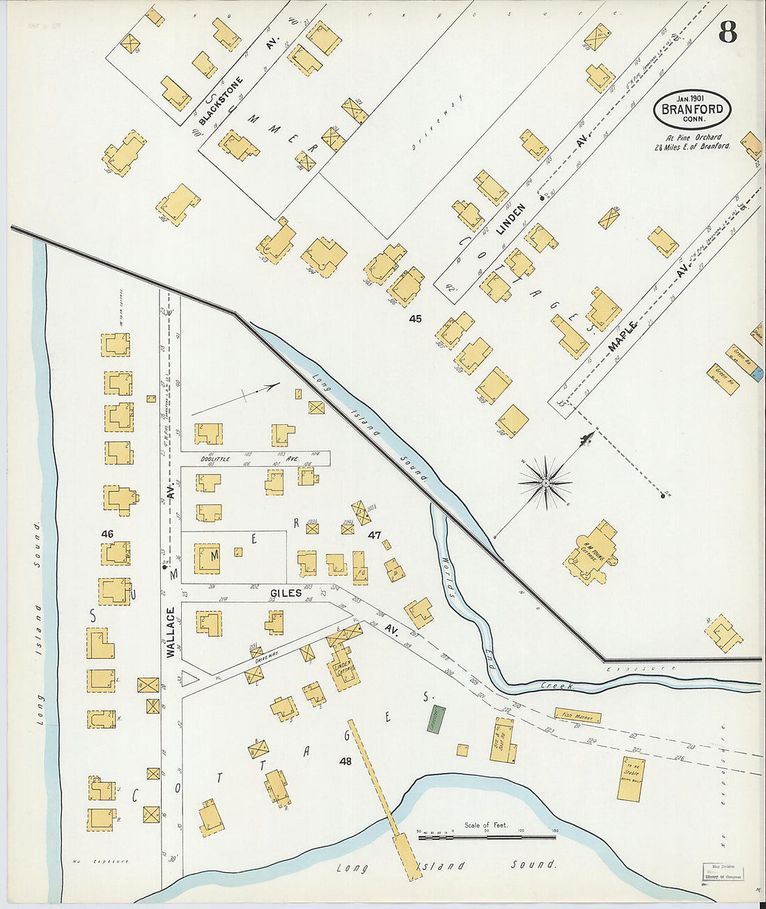 This old map of Branford, New Haven County, Connecticut was created by Sanborn Map Company in 1901