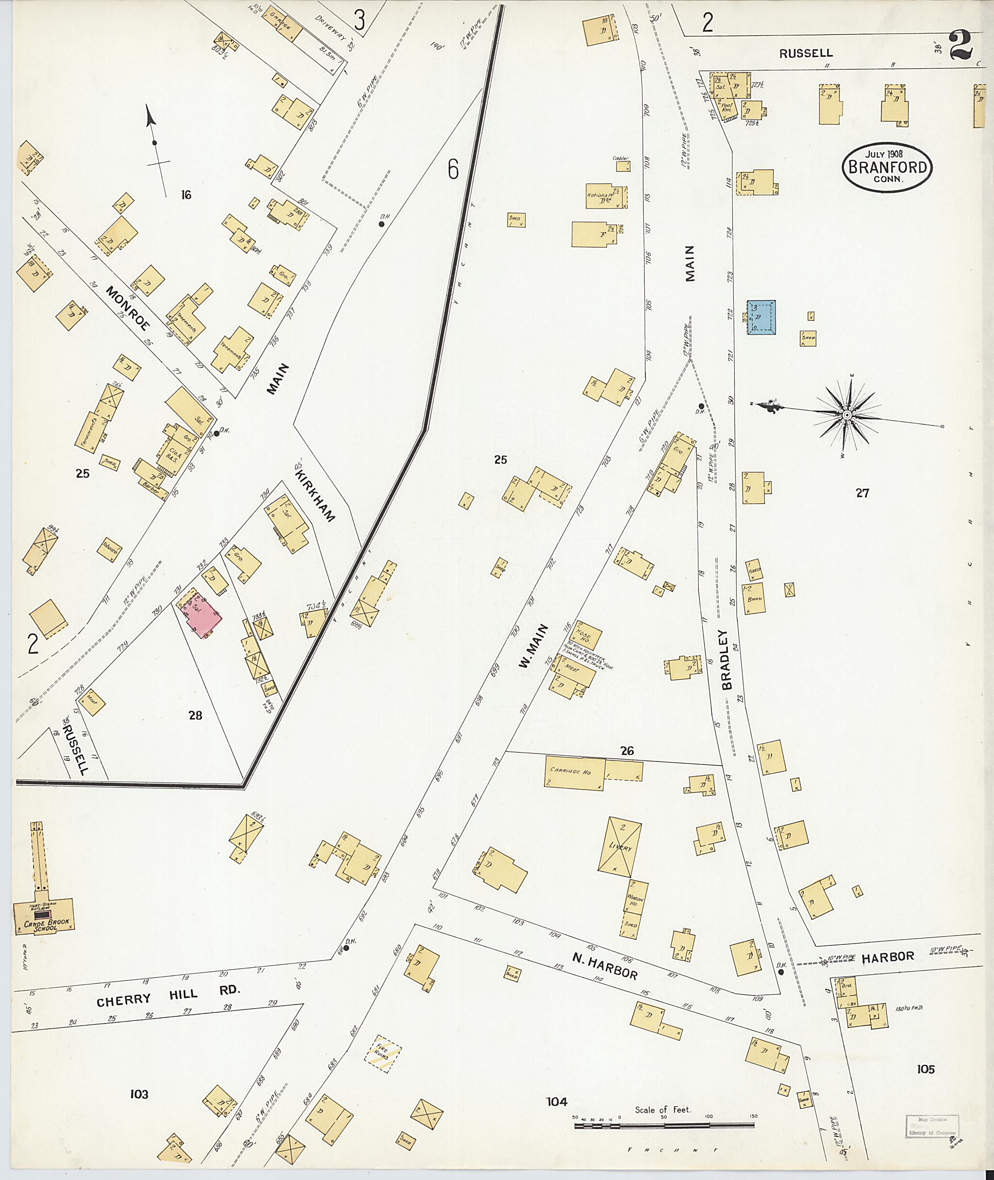 This old map of Branford, New Haven County, Connecticut was created by Sanborn Map Company in 1908