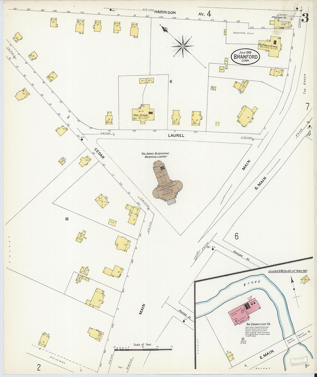 This old map of Branford, New Haven County, Connecticut was created by Sanborn Map Company in 1908