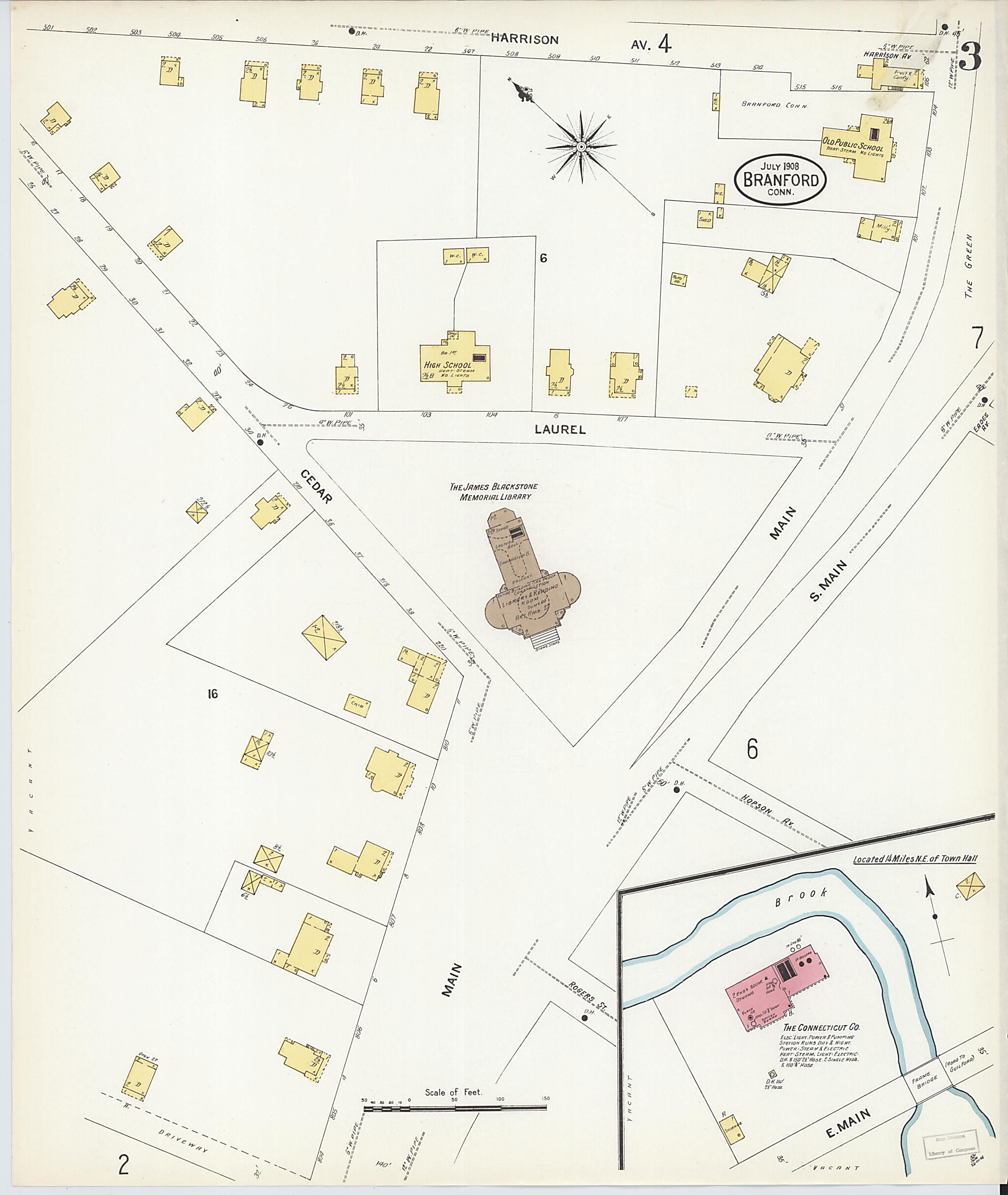 This old map of Branford, New Haven County, Connecticut was created by Sanborn Map Company in 1908