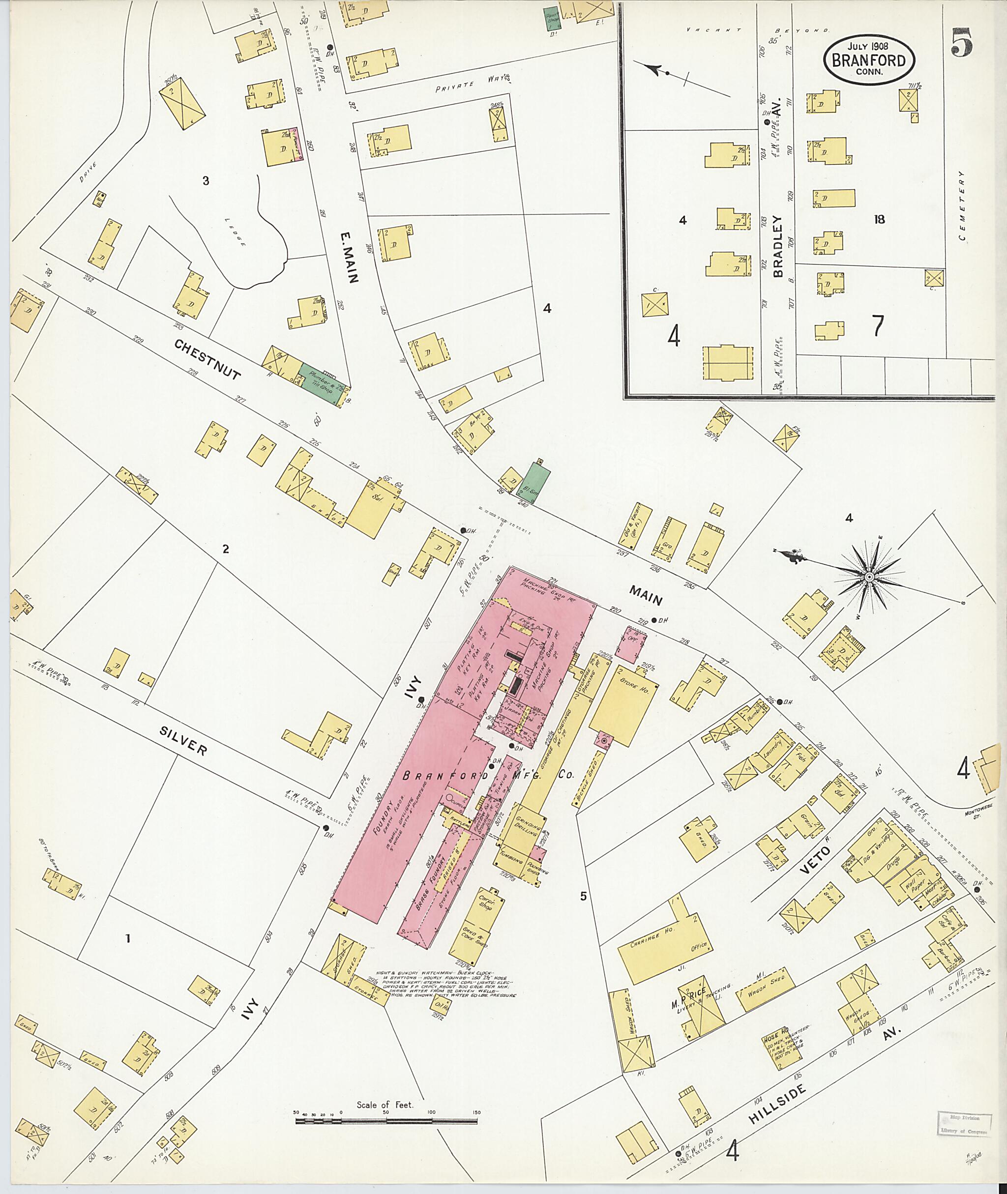 This old map of Branford, New Haven County, Connecticut was created by Sanborn Map Company in 1908
