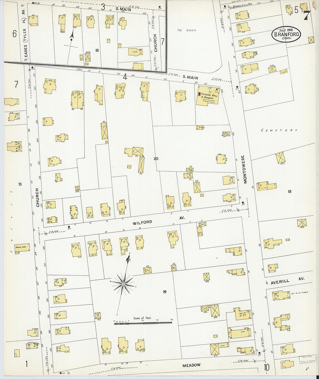 This old map of Branford, New Haven County, Connecticut was created by Sanborn Map Company in 1908