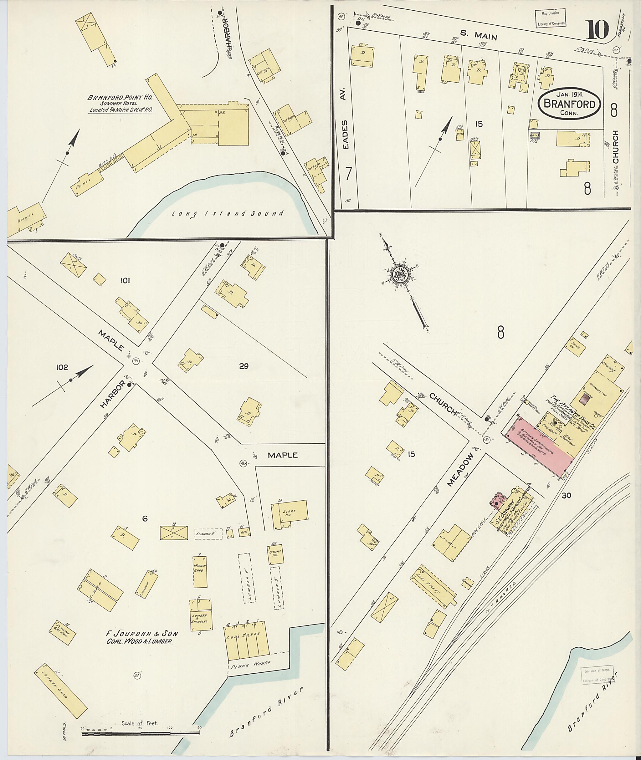 This old map of Branford, New Haven County, Connecticut was created by Sanborn Map Company in 1914