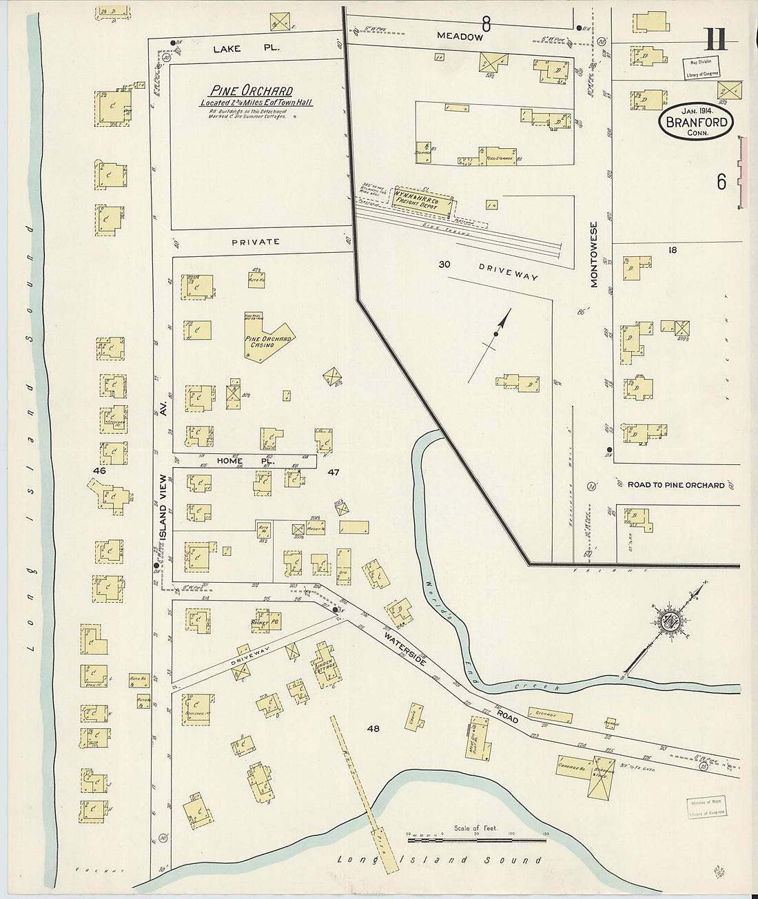 This old map of Branford, New Haven County, Connecticut was created by Sanborn Map Company in 1914