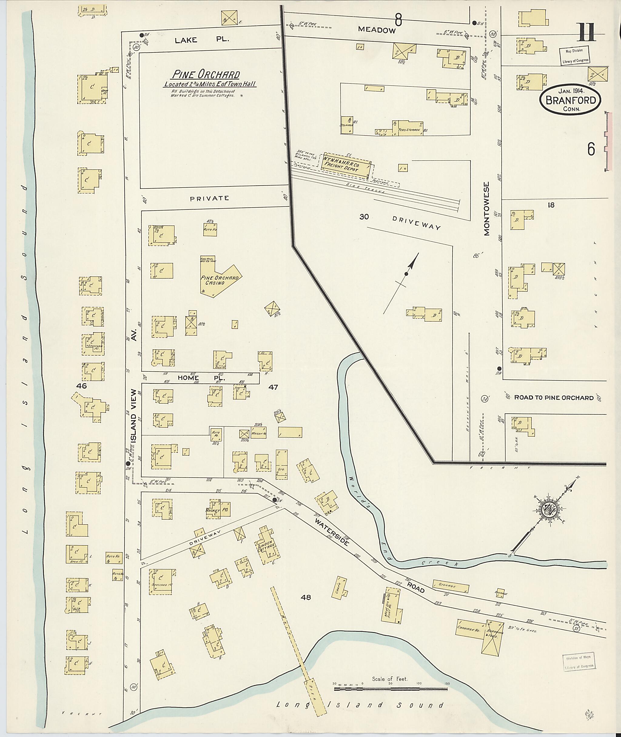 This old map of Branford, New Haven County, Connecticut was created by Sanborn Map Company in 1914