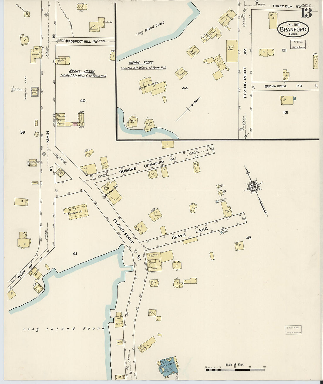This old map of Branford, New Haven County, Connecticut was created by Sanborn Map Company in 1914