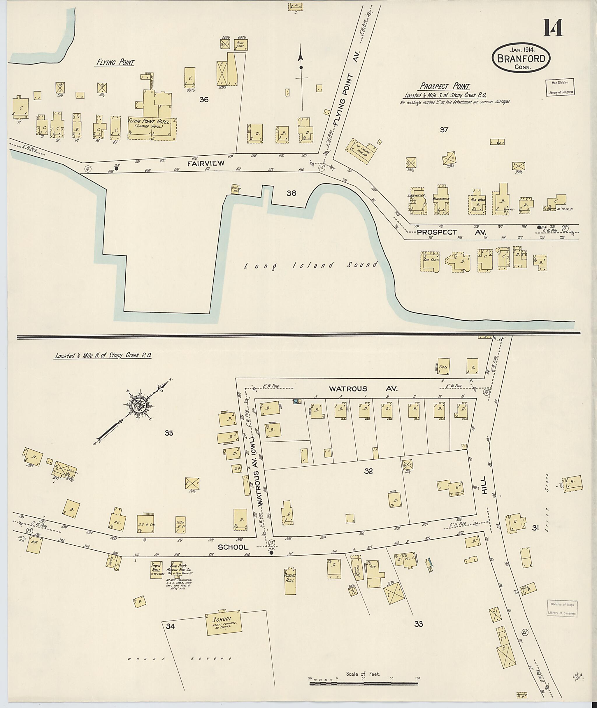 This old map of Branford, New Haven County, Connecticut was created by Sanborn Map Company in 1914