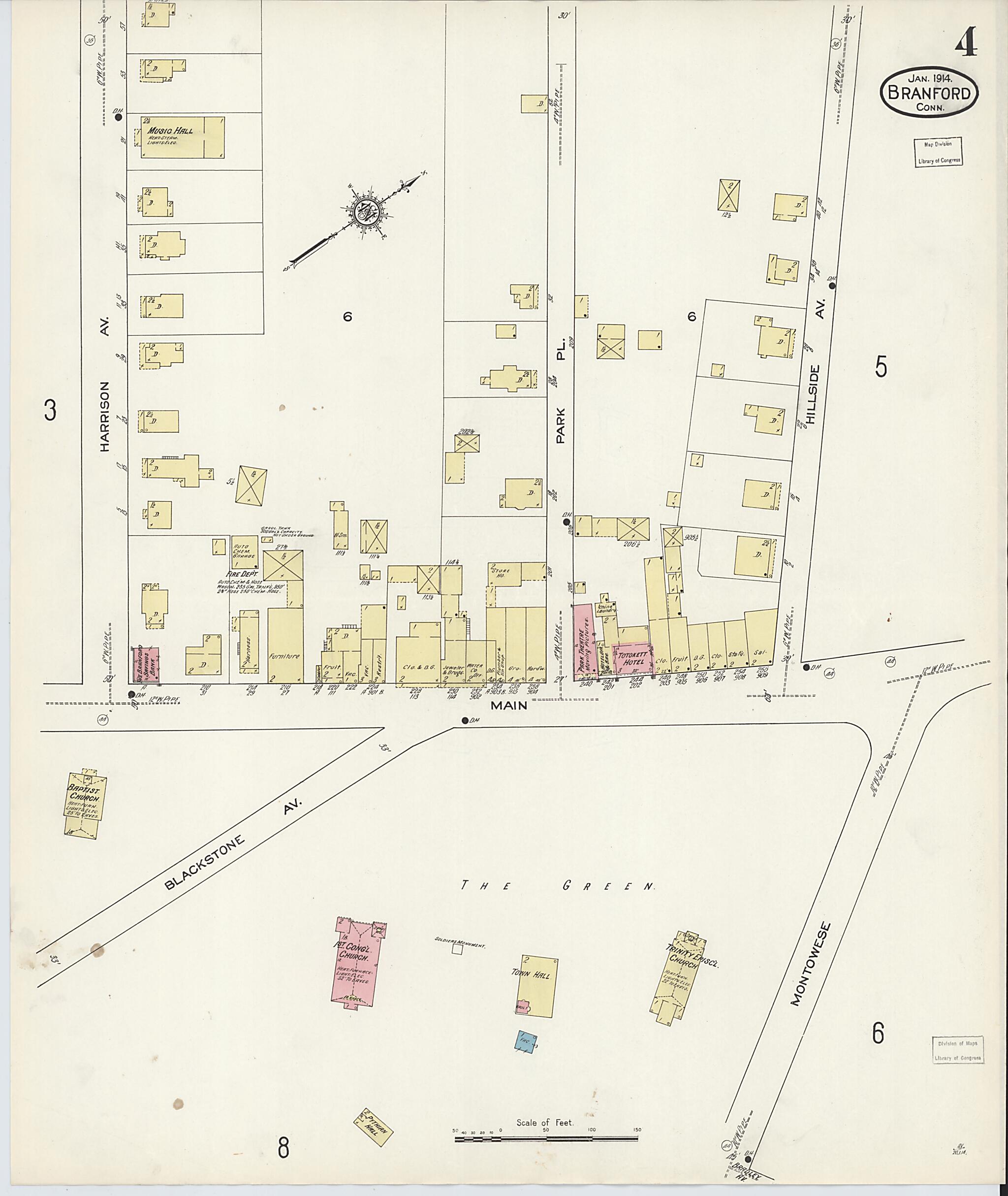 This old map of Branford, New Haven County, Connecticut was created by Sanborn Map Company in 1914