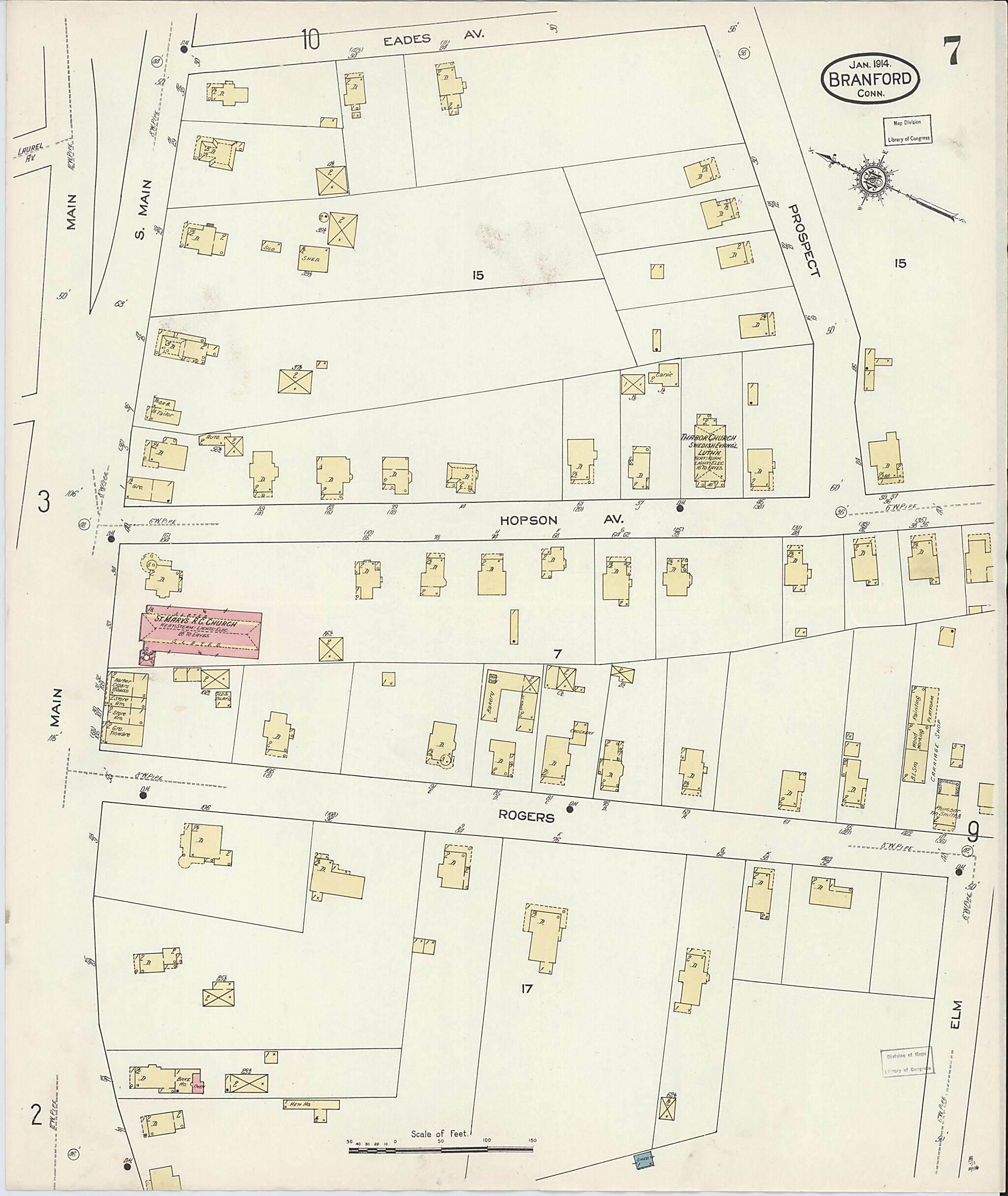 This old map of Branford, New Haven County, Connecticut was created by Sanborn Map Company in 1914