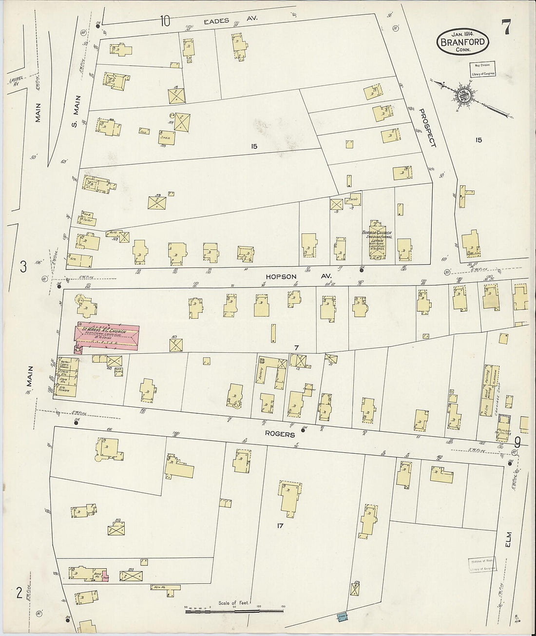 This old map of Branford, New Haven County, Connecticut was created by Sanborn Map Company in 1914