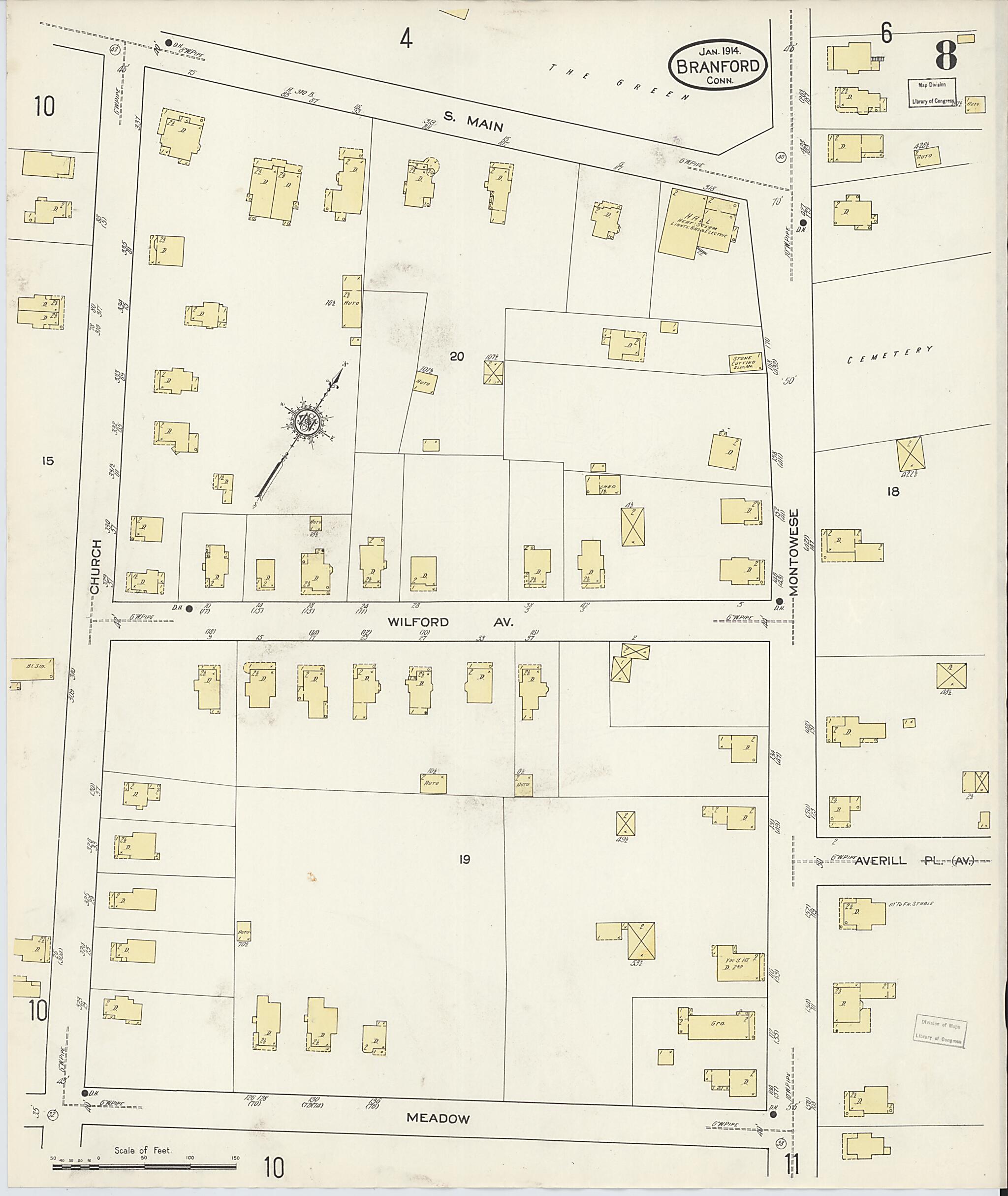 This old map of Branford, New Haven County, Connecticut was created by Sanborn Map Company in 1914