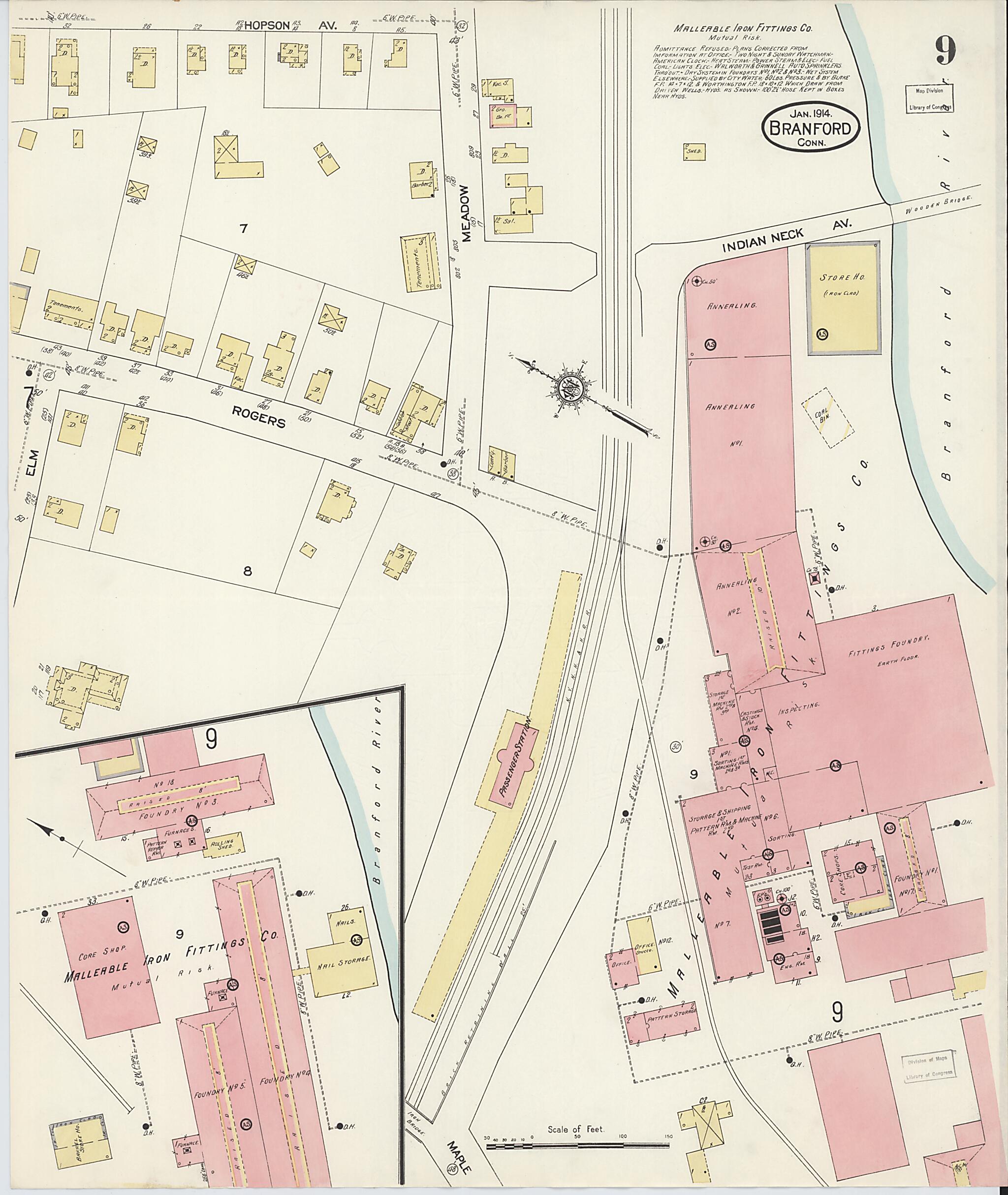 This old map of Branford, New Haven County, Connecticut was created by Sanborn Map Company in 1914