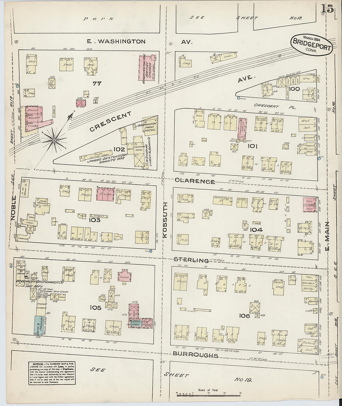 This old map of Bridgeport, Fairfield County, Connecticut was created by Sanborn Map Company in 1884