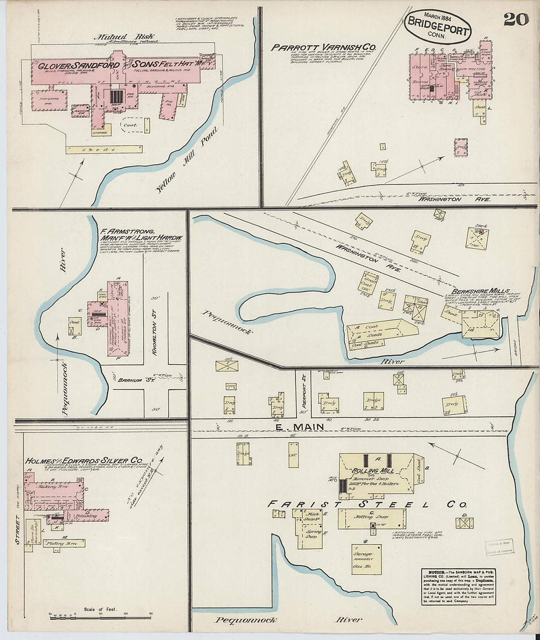 This old map of Bridgeport, Fairfield County, Connecticut was created by Sanborn Map Company in 1884