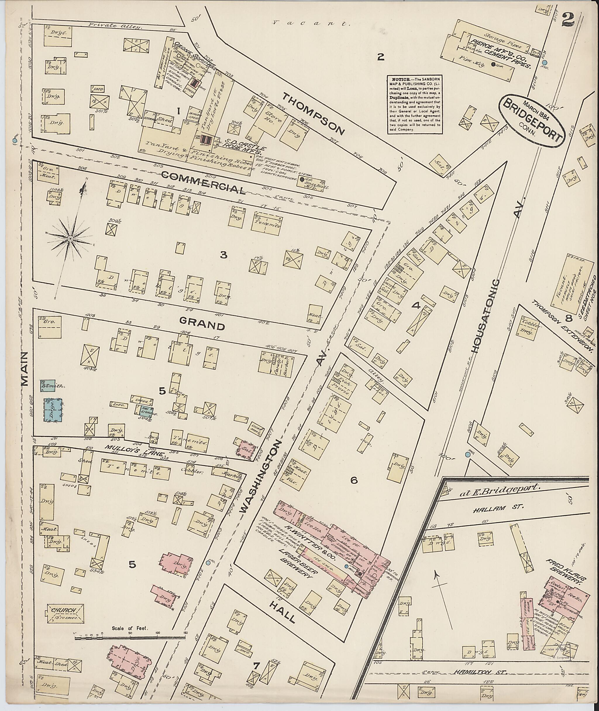 This old map of Bridgeport, Fairfield County, Connecticut was created by Sanborn Map Company in 1884