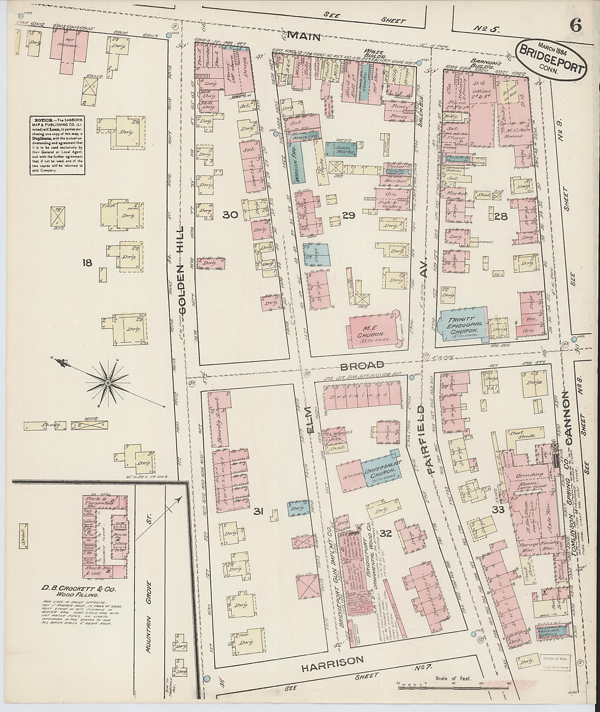 This old map of Bridgeport, Fairfield County, Connecticut was created by Sanborn Map Company in 1884