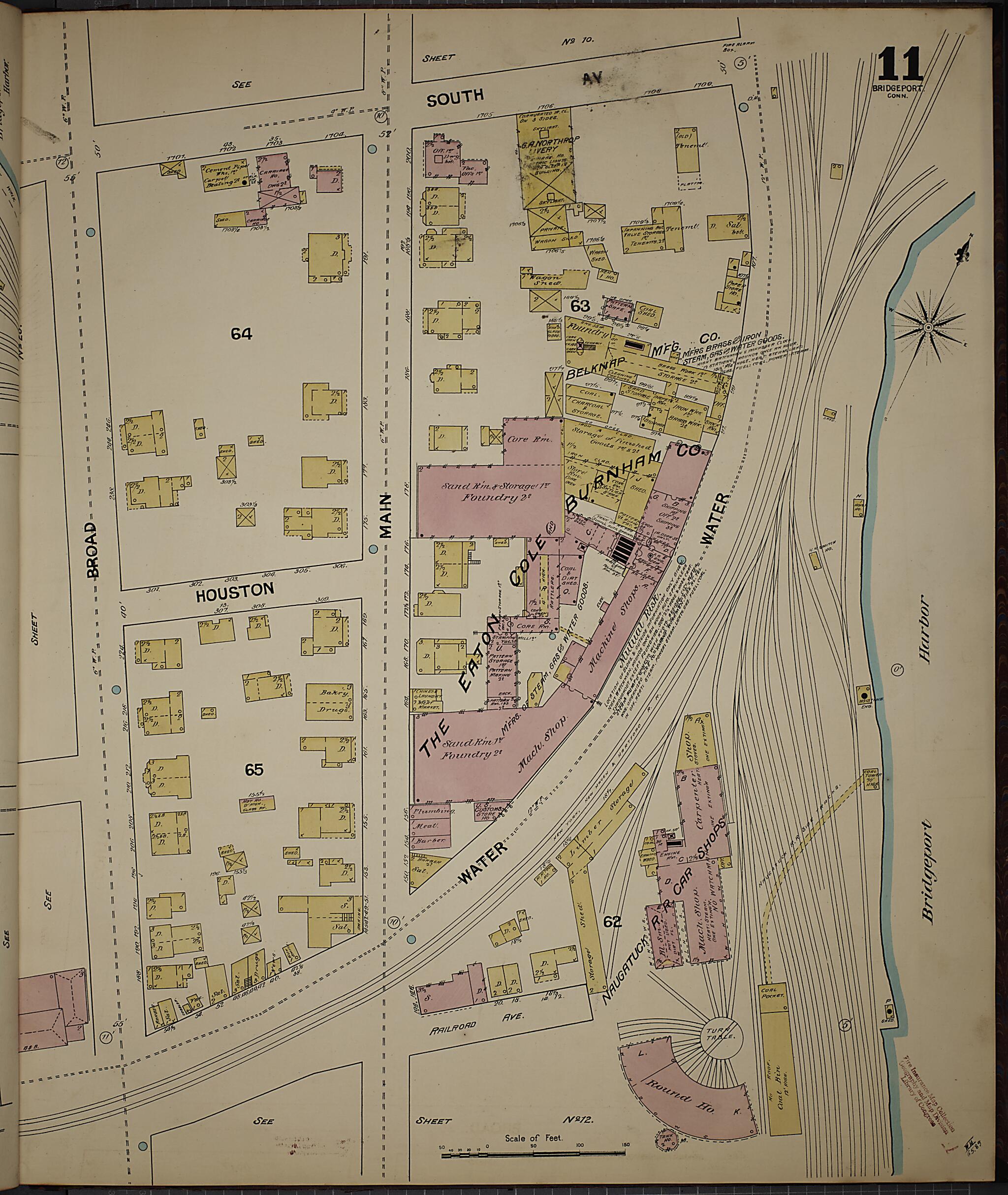 This old map of Bridgeport, Fairfield County, Connecticut was created by Sanborn Map Company in 1889