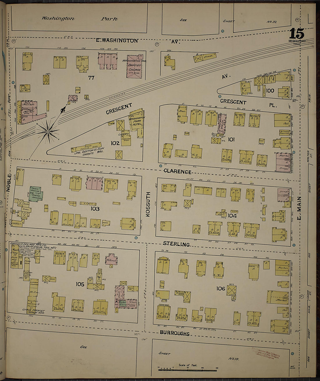 This old map of Bridgeport, Fairfield County, Connecticut was created by Sanborn Map Company in 1889