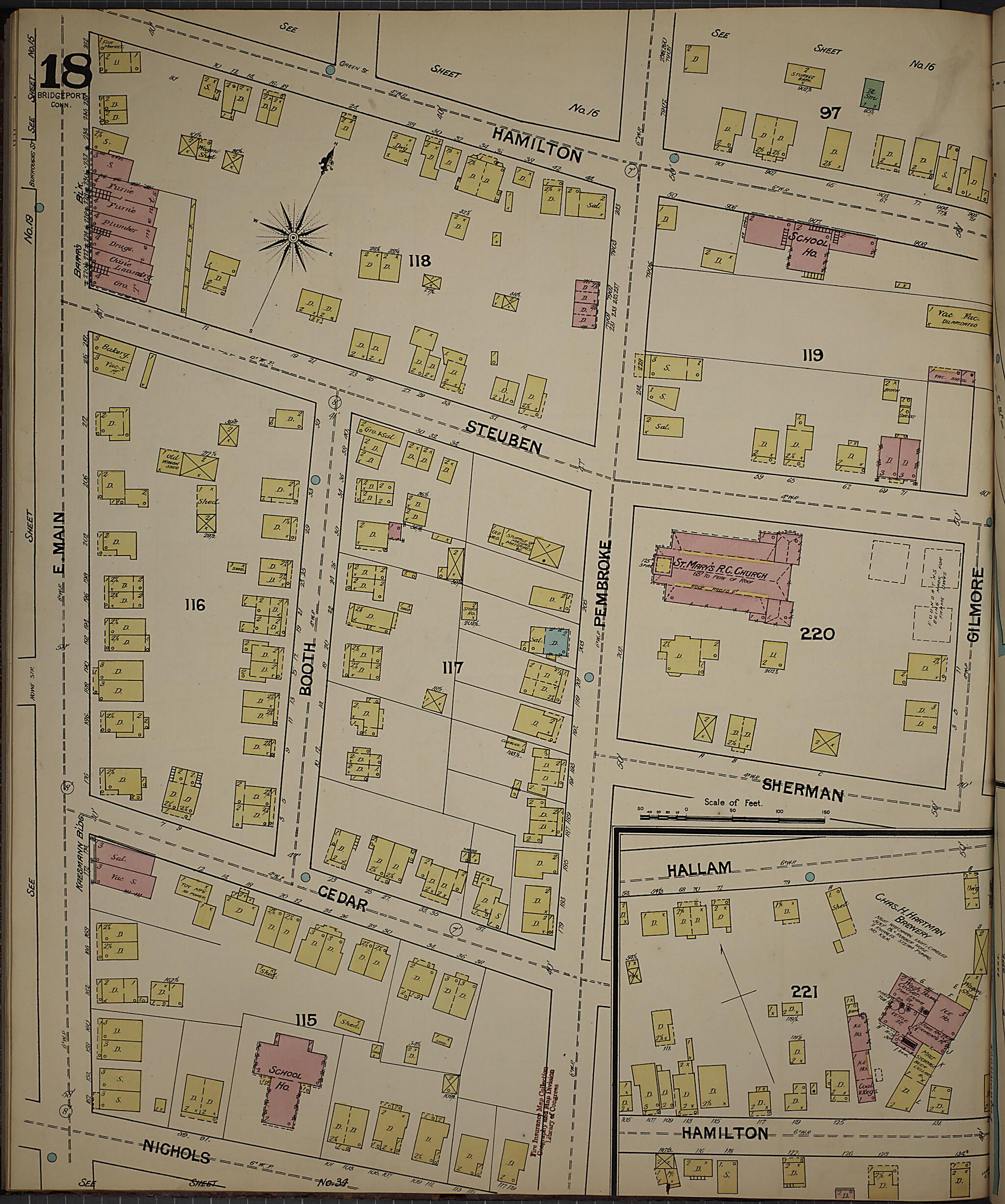 This old map of Bridgeport, Fairfield County, Connecticut was created by Sanborn Map Company in 1889