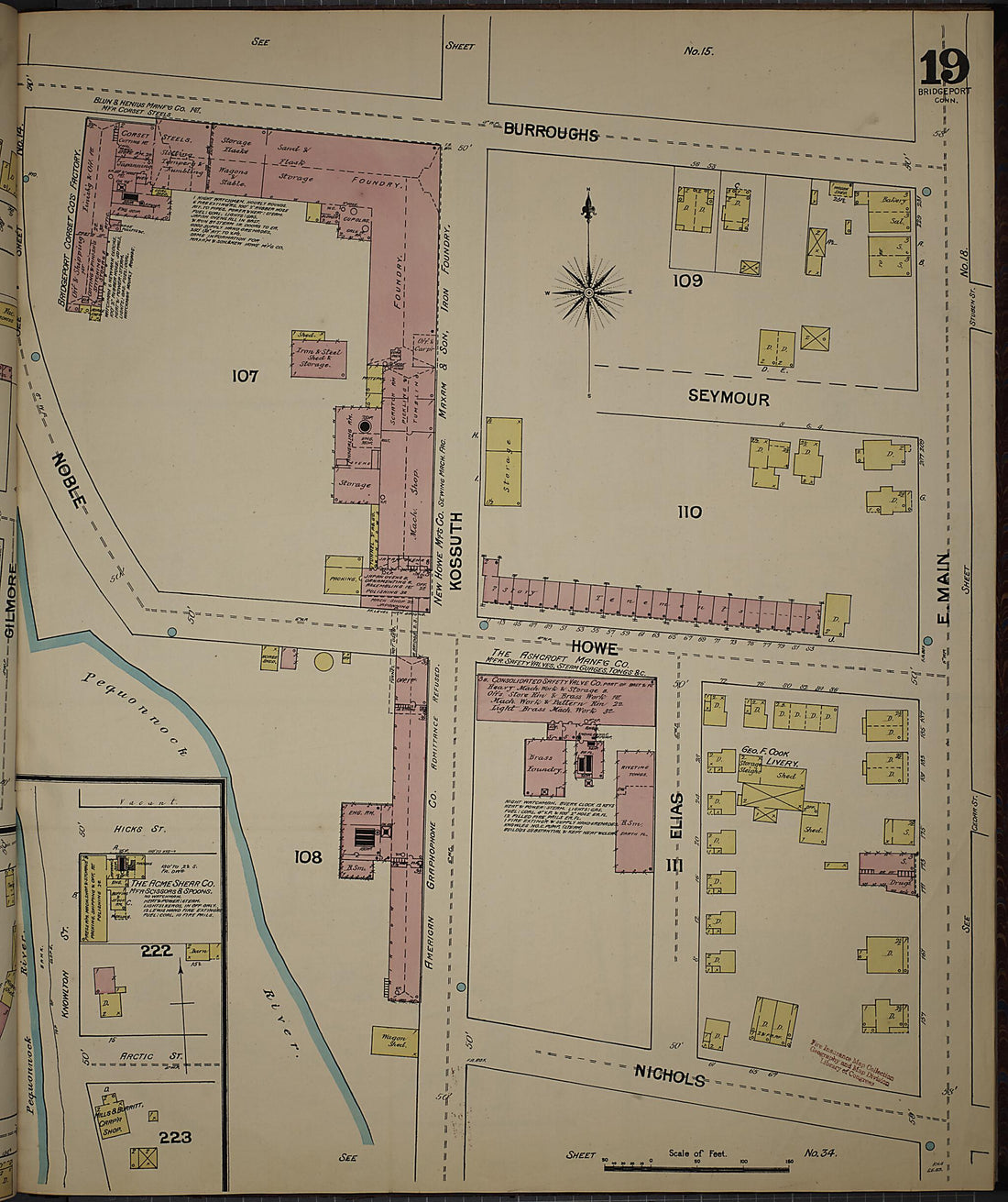 This old map of Bridgeport, Fairfield County, Connecticut was created by Sanborn Map Company in 1889