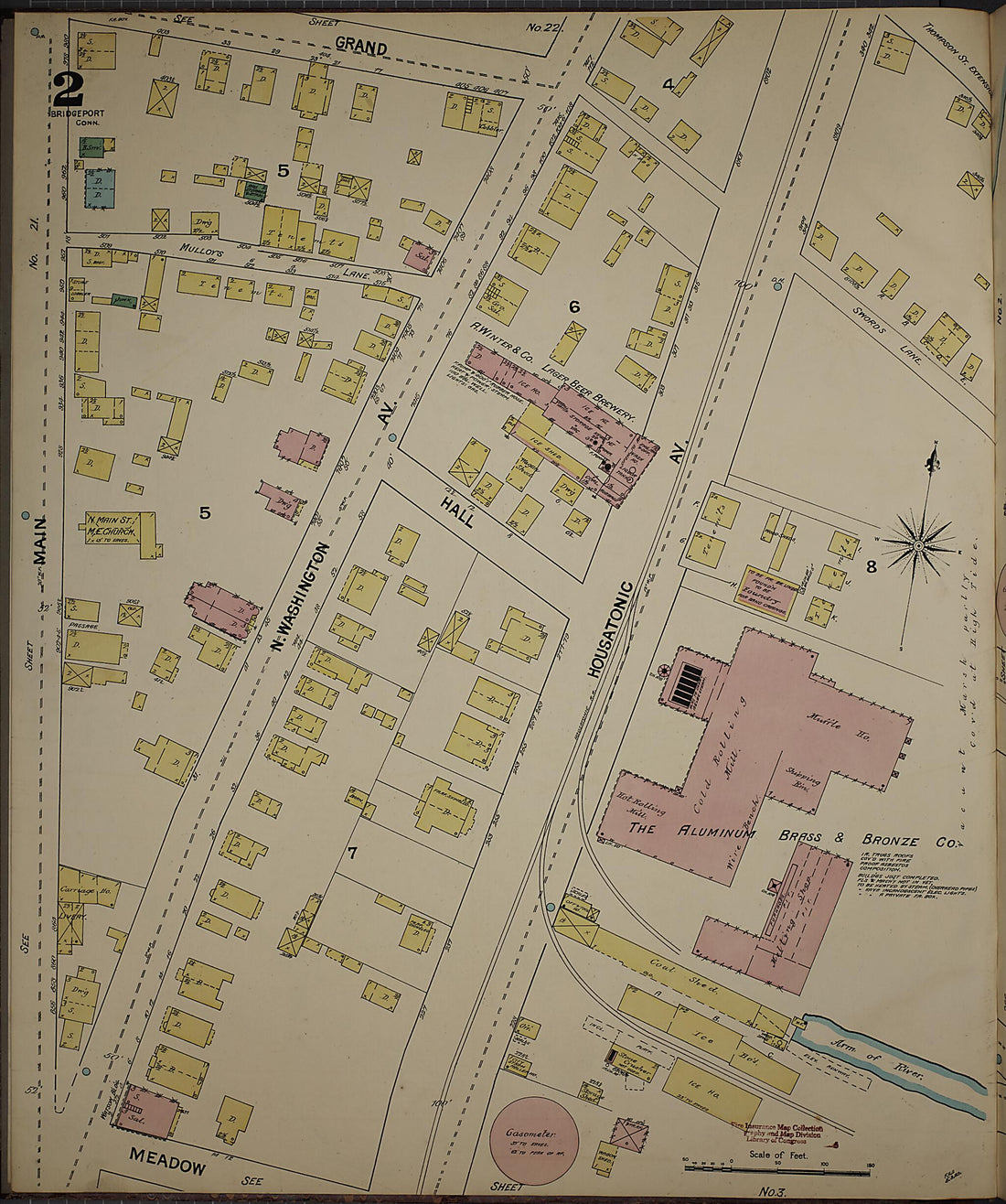 This old map of Bridgeport, Fairfield County, Connecticut was created by Sanborn Map Company in 1889
